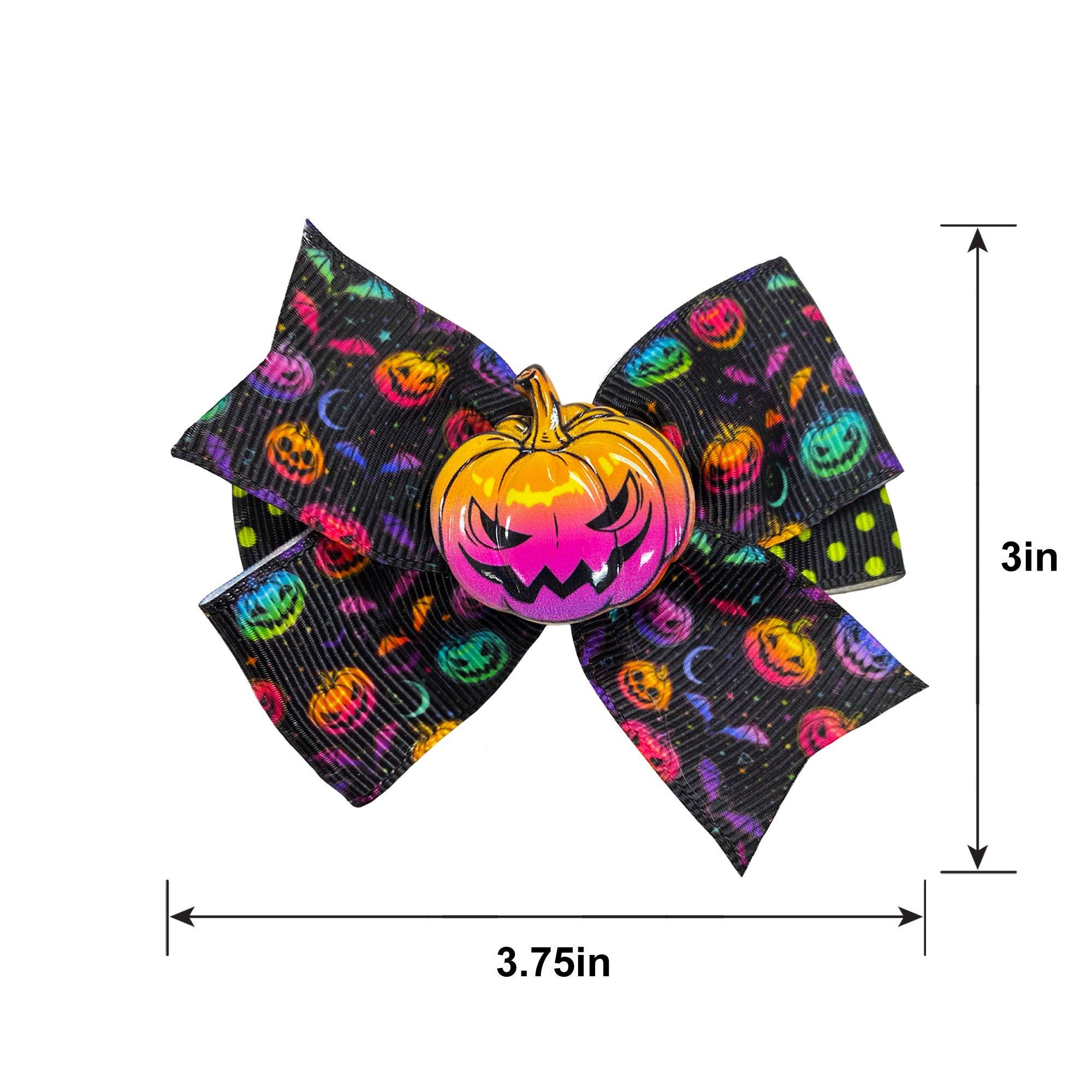 Multicolor Pumpkin Halloween Hair Bow Clips, 2ct