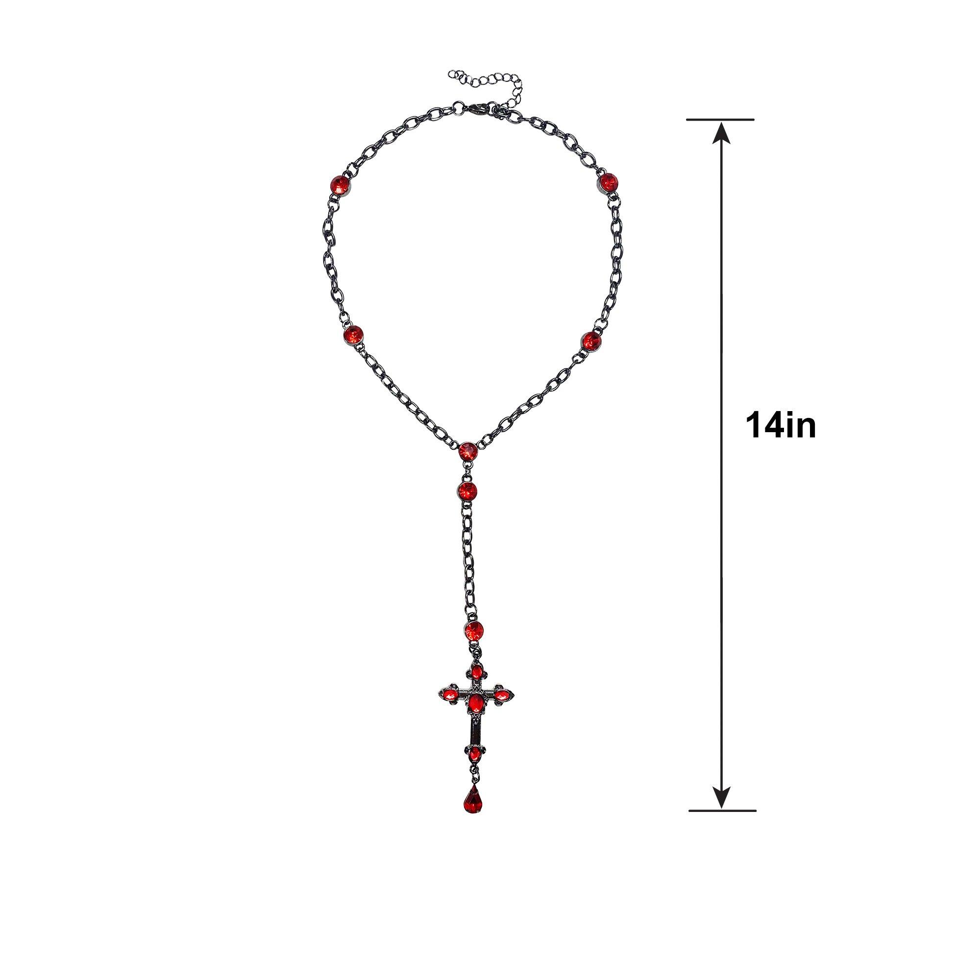 Red Gothic Rosary Necklace