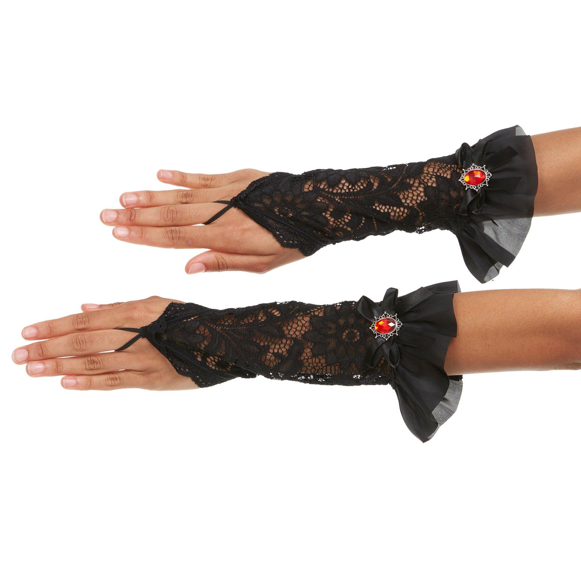 Adult Black Princess Lace Glovelettes