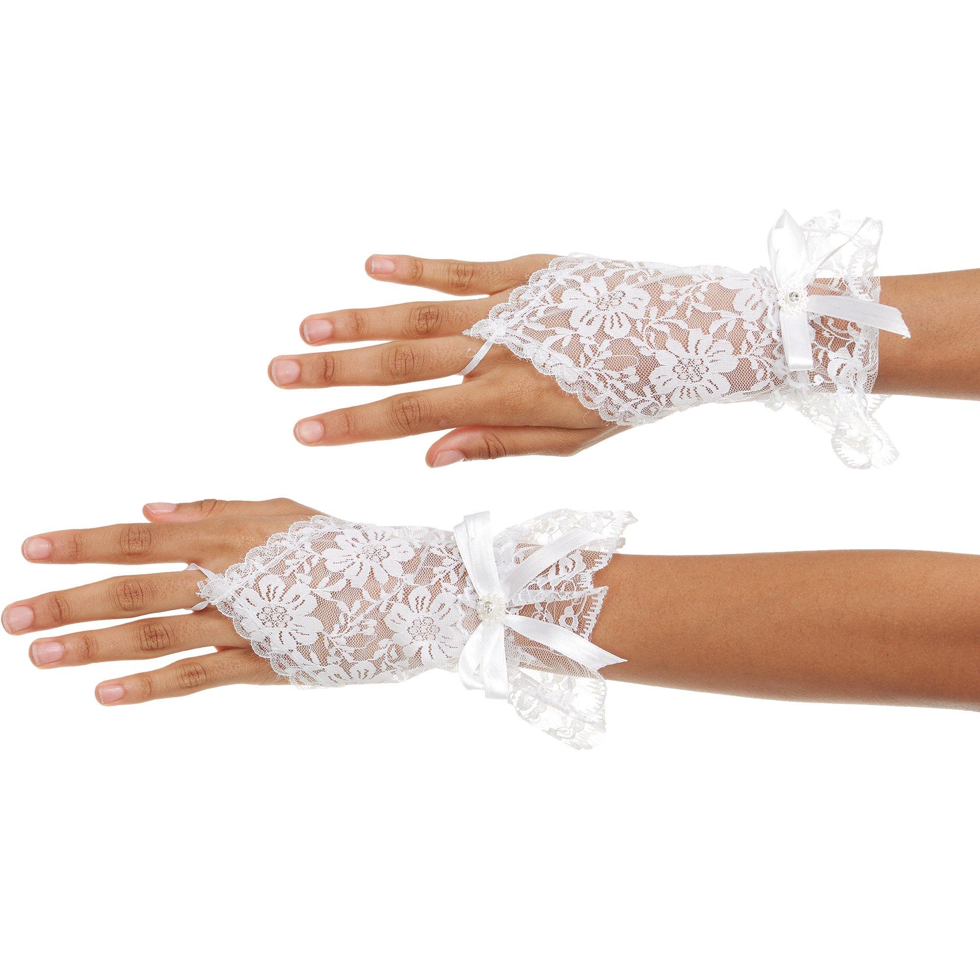 Adult White Princess Lace Short Glovelettes