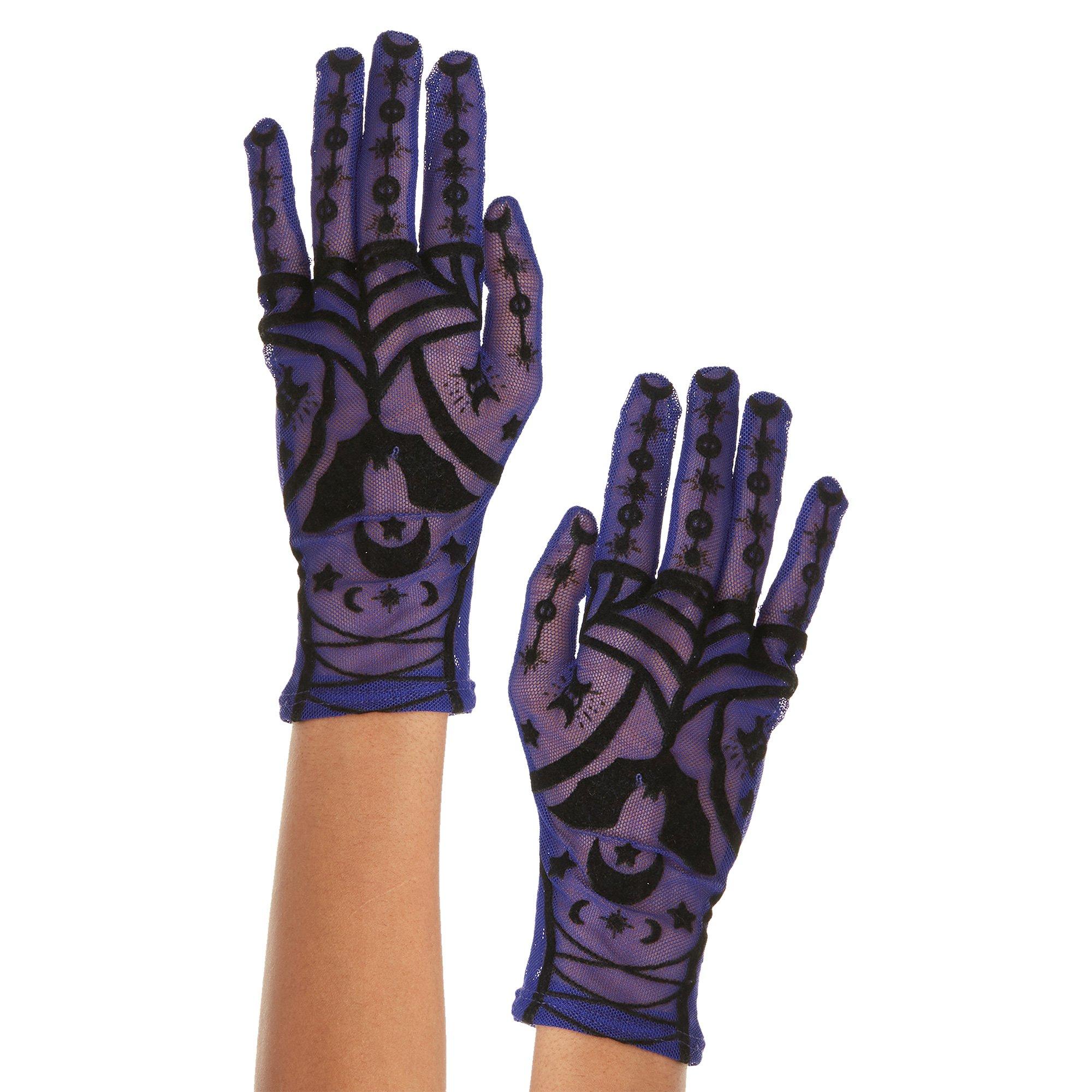 Adult Sheer Purple Celestial Flocked Gloves