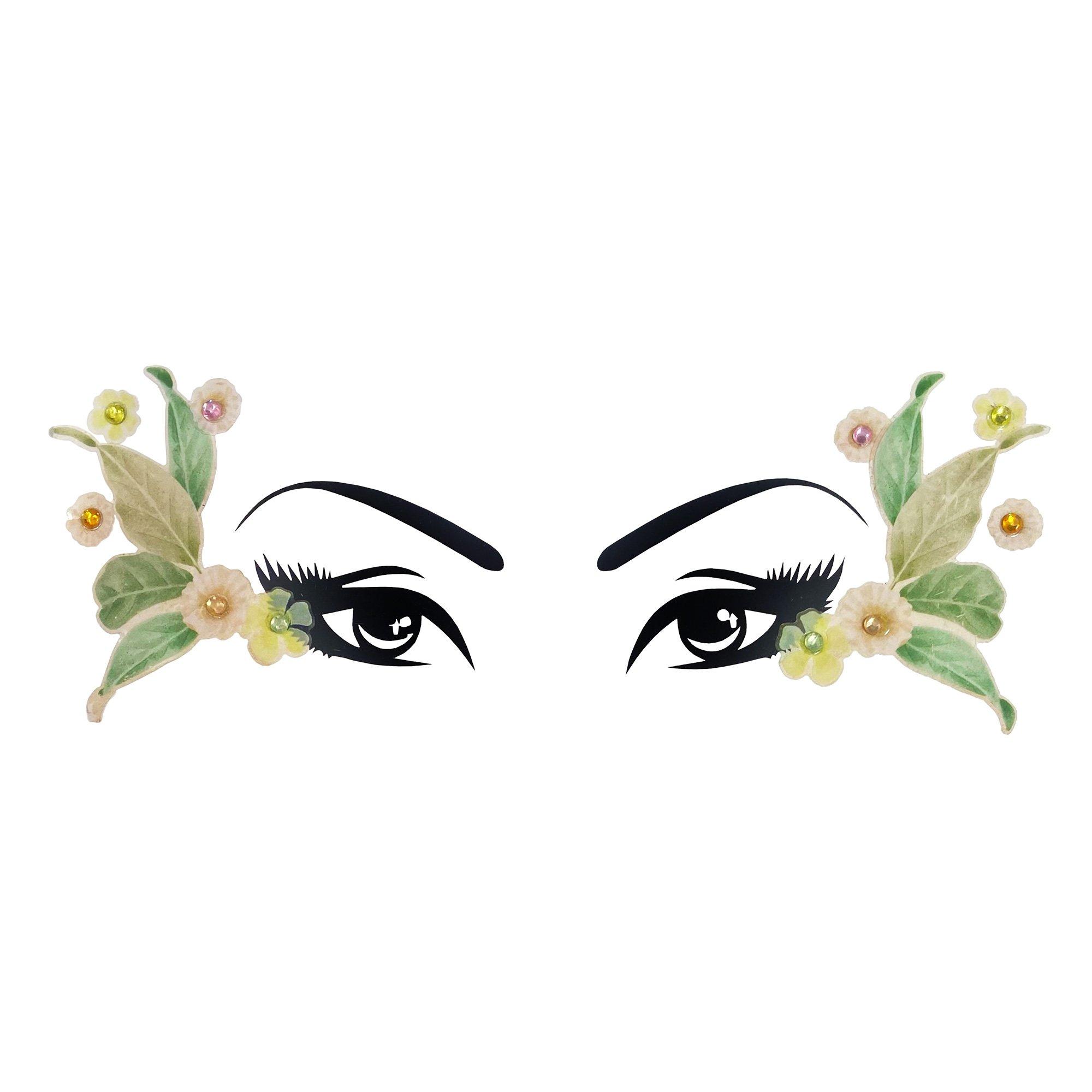 Woodland Leaf & Flowers Face Decals with Rhinestones