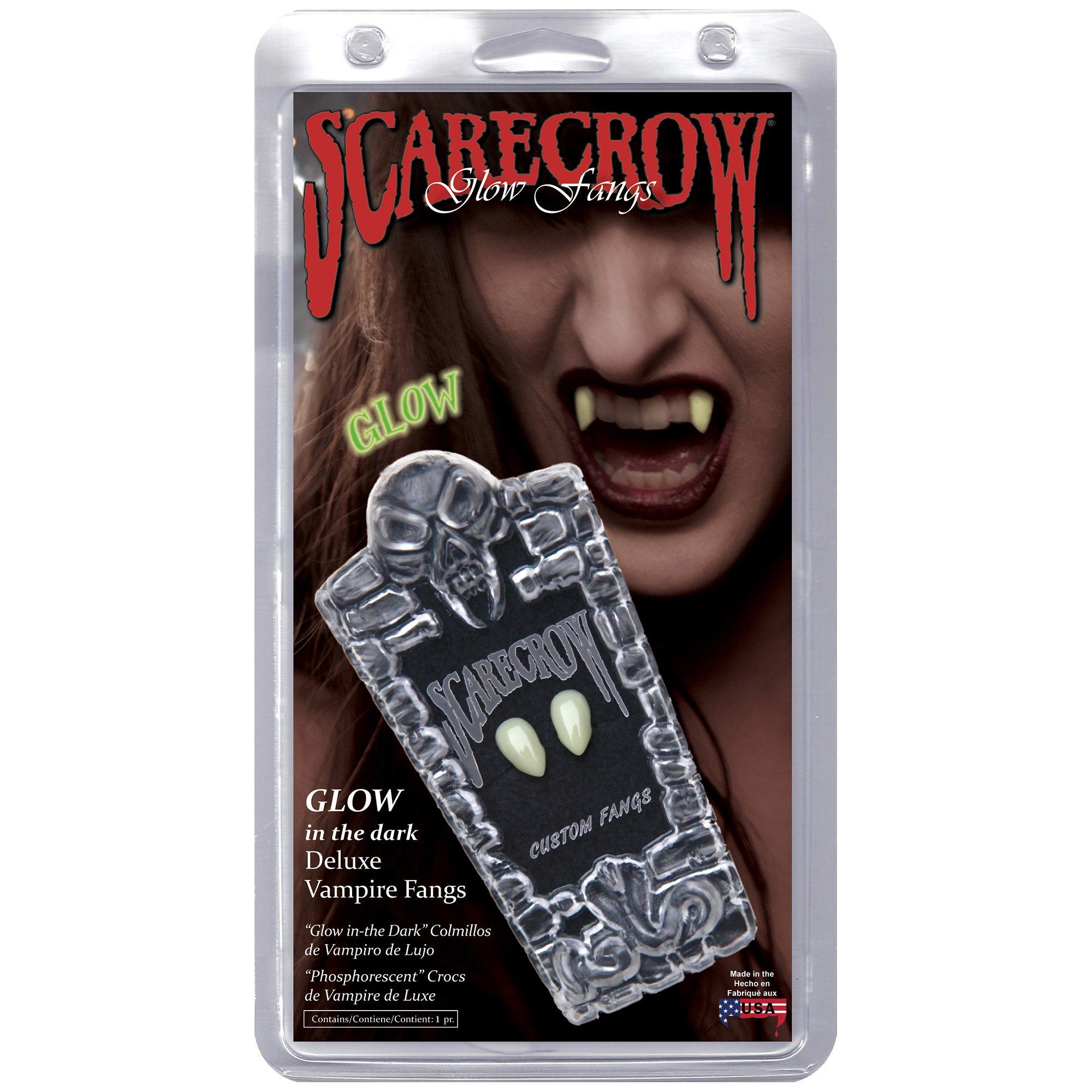 Scarecrow™ Glow-in-the-Dark Deluxe Vampire Fang Set, 14mm, 2pc