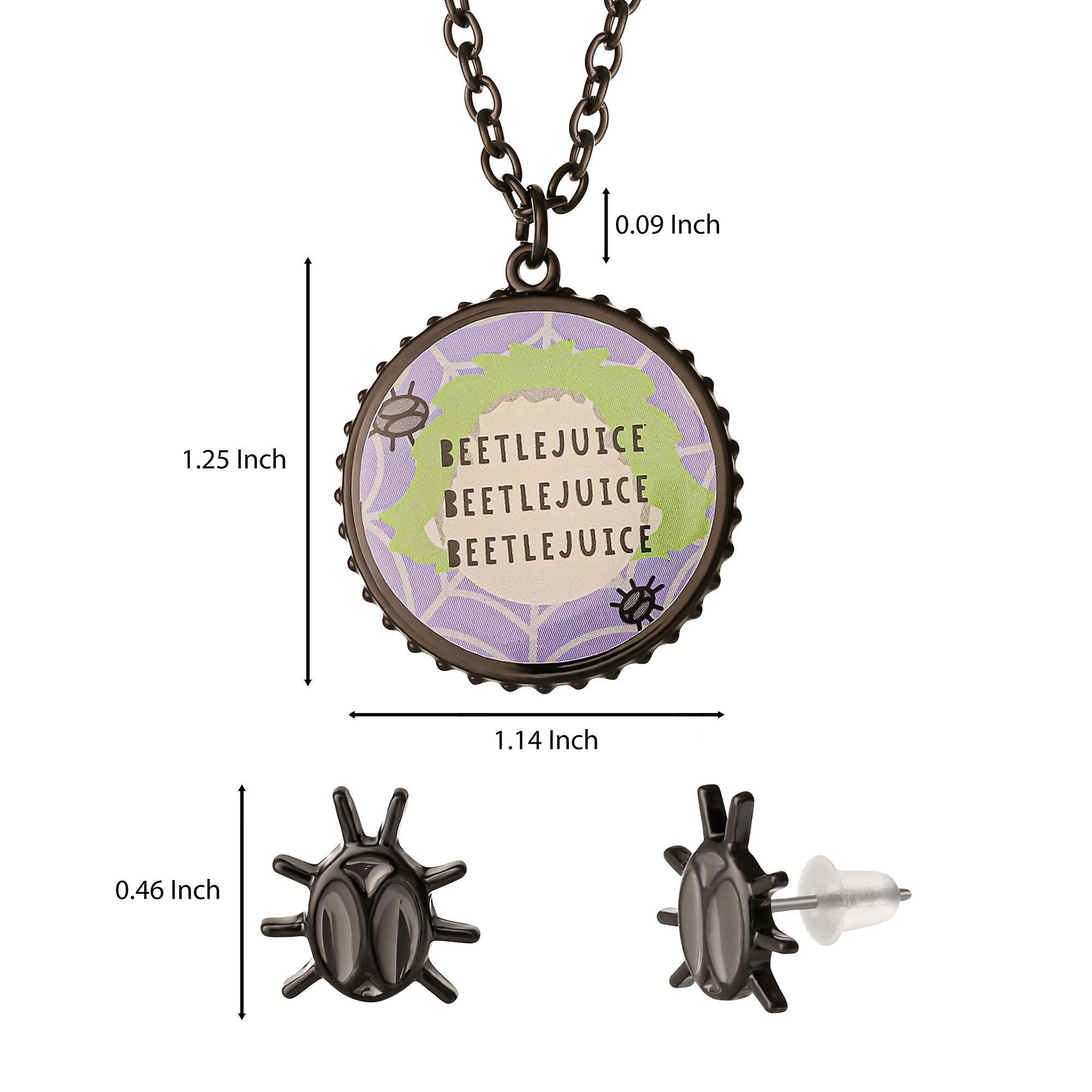 Beetlejuice Necklace & Stud Earring Jewelry Set