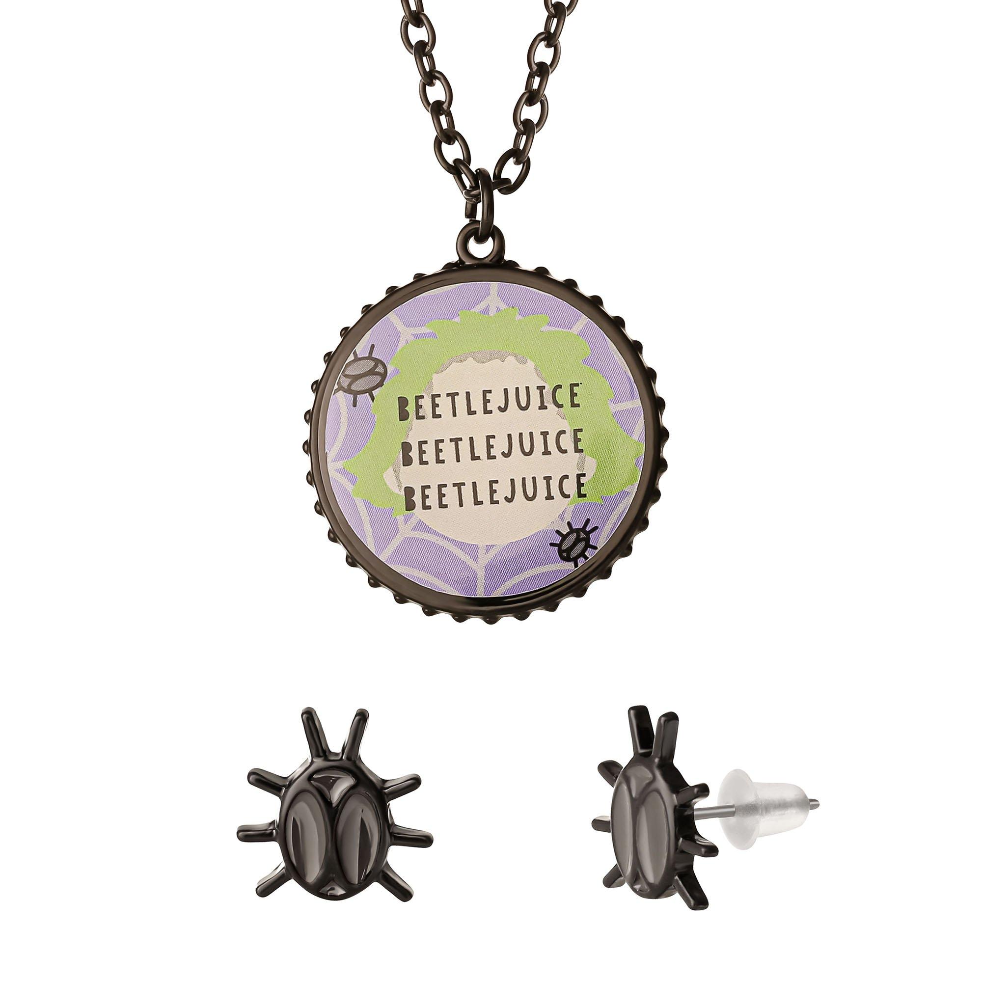 Beetlejuice Necklace & Stud Earring Jewelry Set