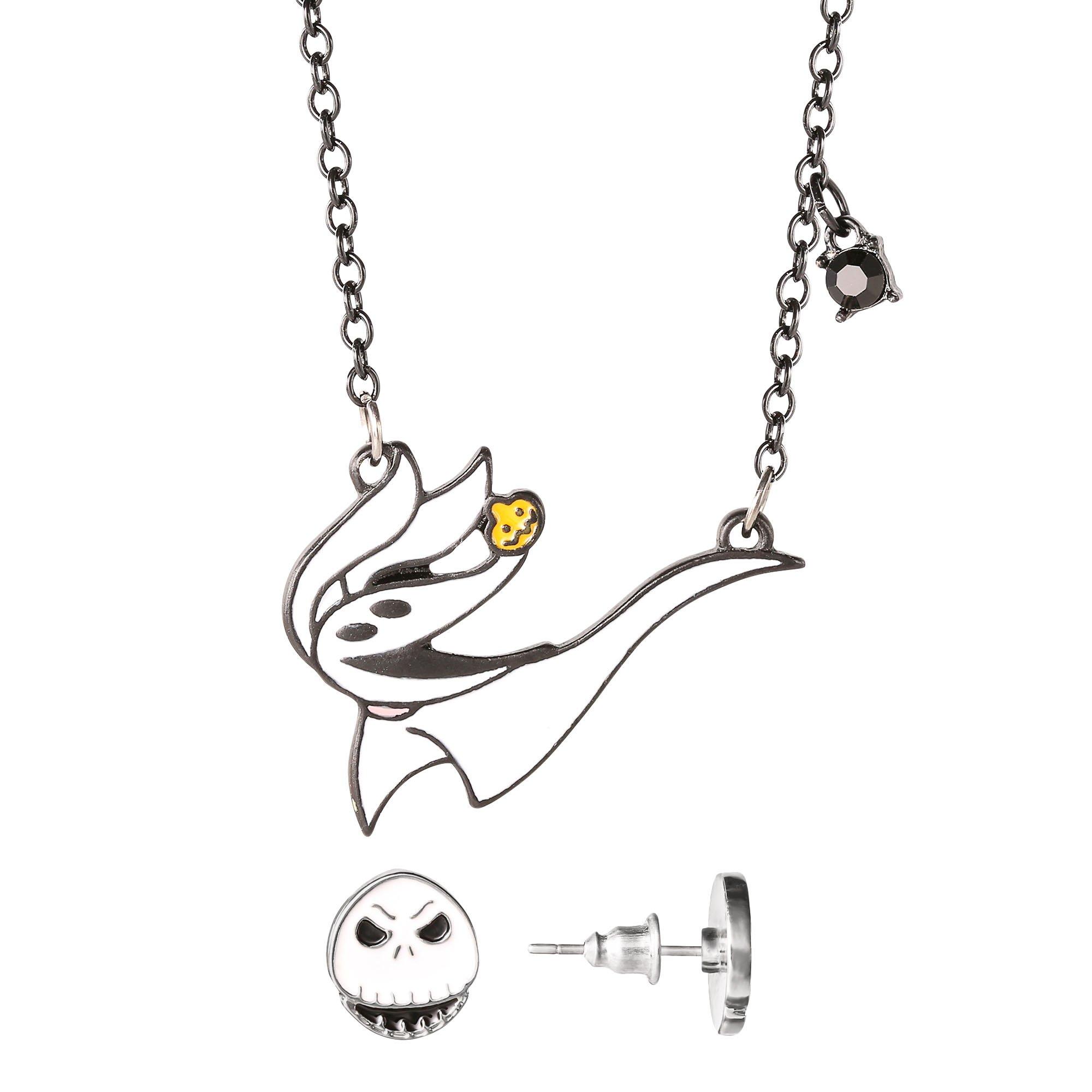 Zero & Jack Skellington Necklace & Stud Earring Jewelry Set - The Nightmare Before Christmas