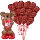 AirLoonz Love You Brown Bear & Rouge Heart Balloon Bouquet Kit, 13pc