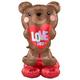 AirLoonz Love You Brown Bear & Rouge Heart Balloon Bouquet Kit, 13pc