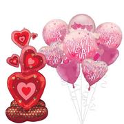 AirLoonz Stacked Hearts & Pearl Shine Balloon Bouquet Kit, 9pc