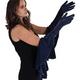 Iridescent Long Dark Blue Gloves with Sleeves
