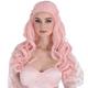 Long Pastel Pink Curly Wig with Braids