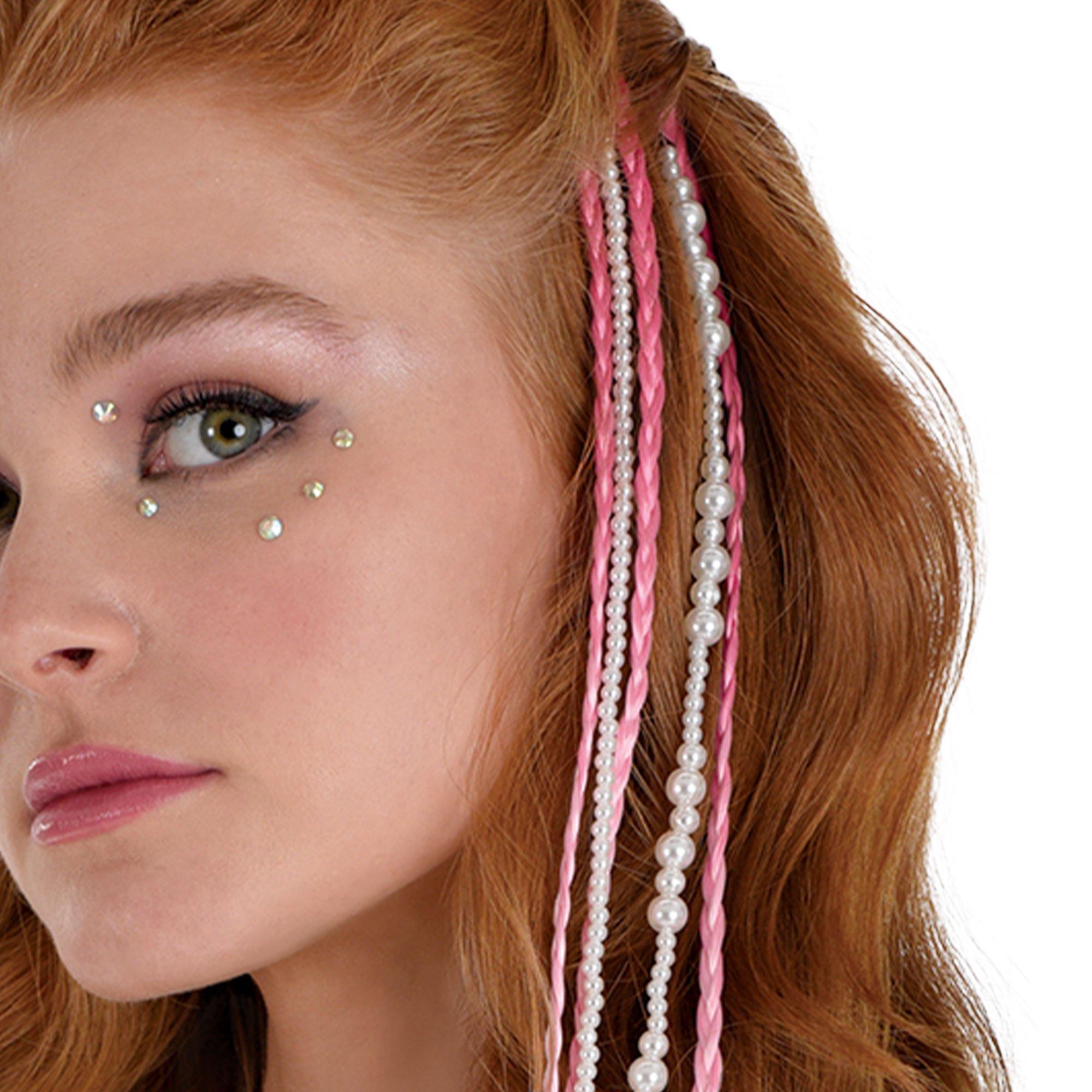 Pink Braid & Pearl Clip-In Hair Extensions, 2ct