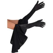 Iridescent Long Black Gloves with Sleeves