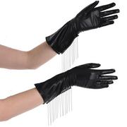 Metallic Black Fringe Gloves