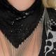 Sequin & Metal Fringe Glam Bandana Necklace