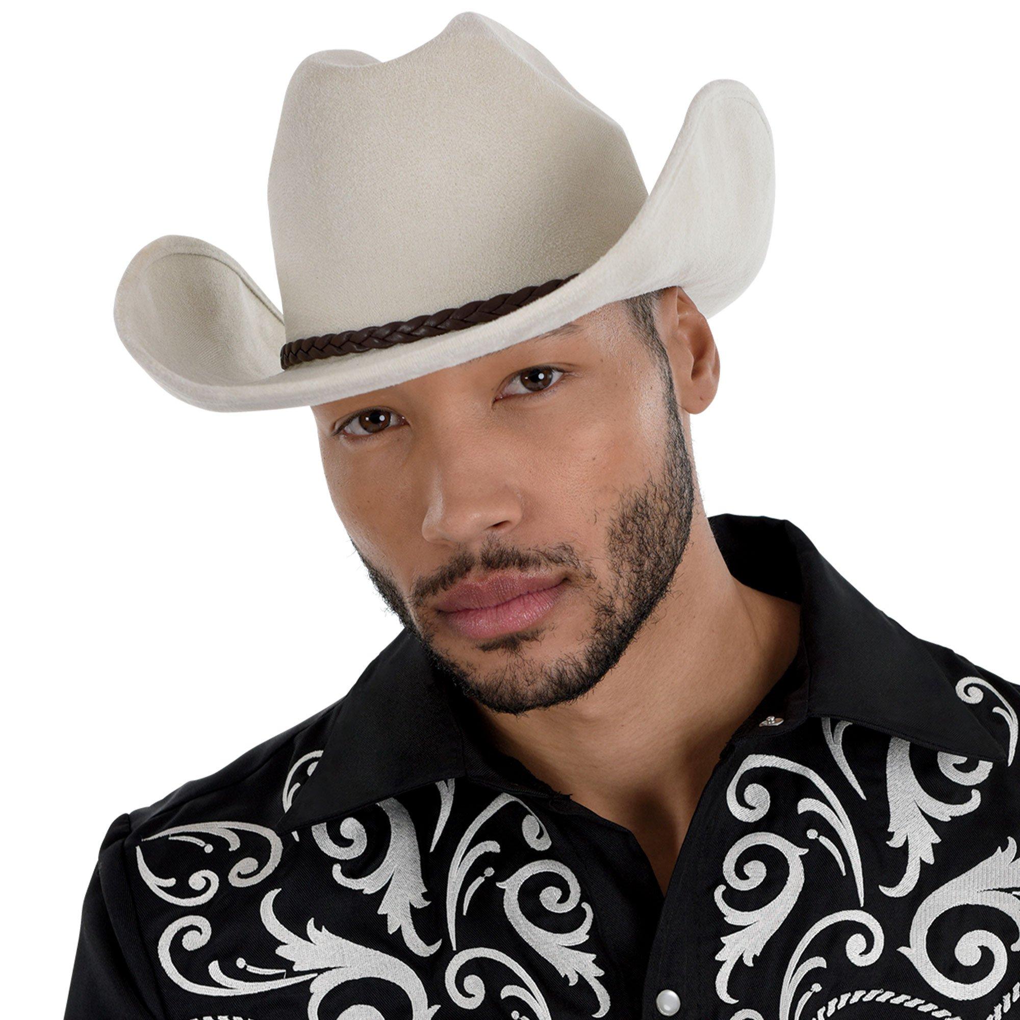 White Modern Western Cowboy Hat with Hatband