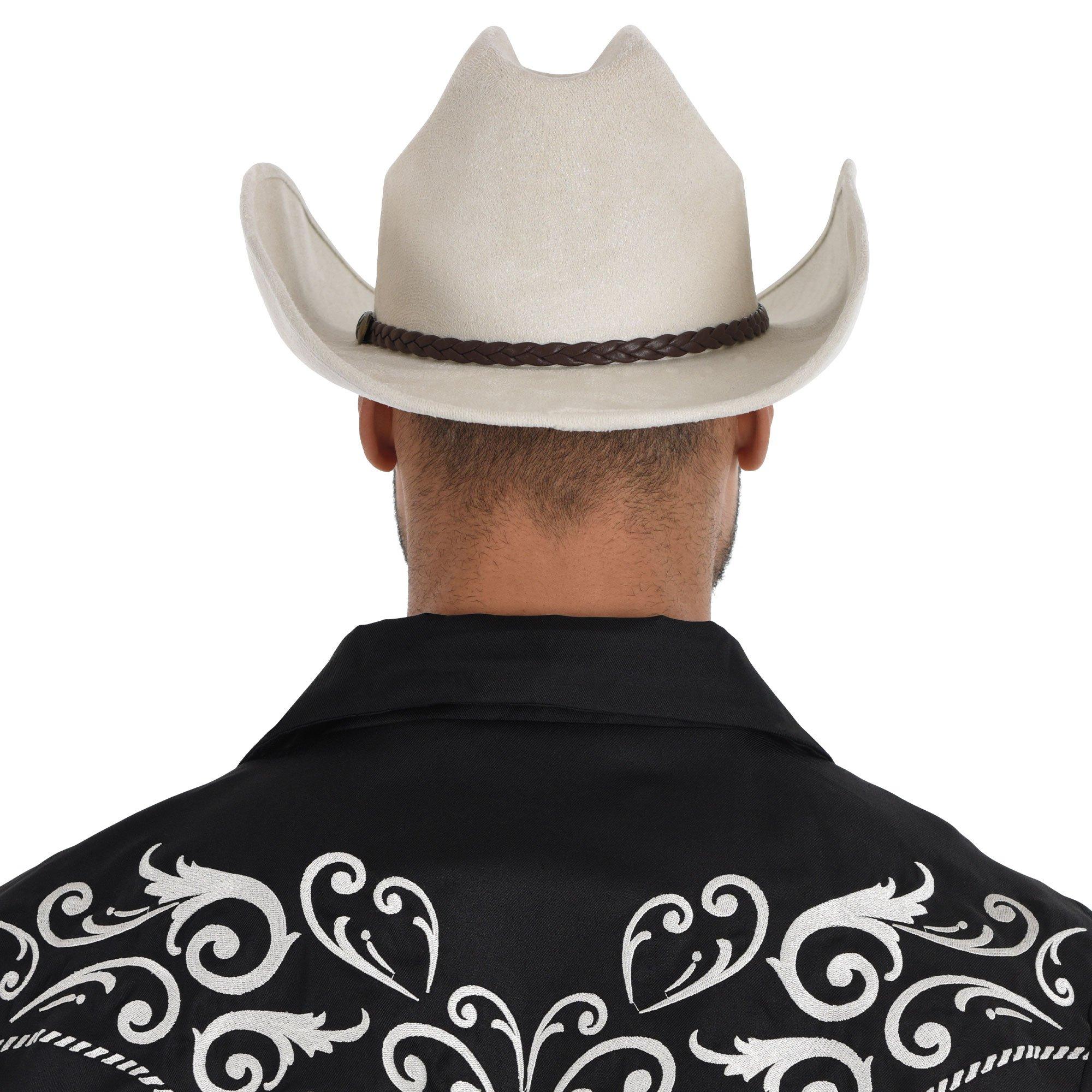 White Modern Western Cowboy Hat with Hatband