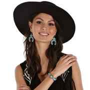 Western Faux Turquoise Metal Jewelry Set, 3pc