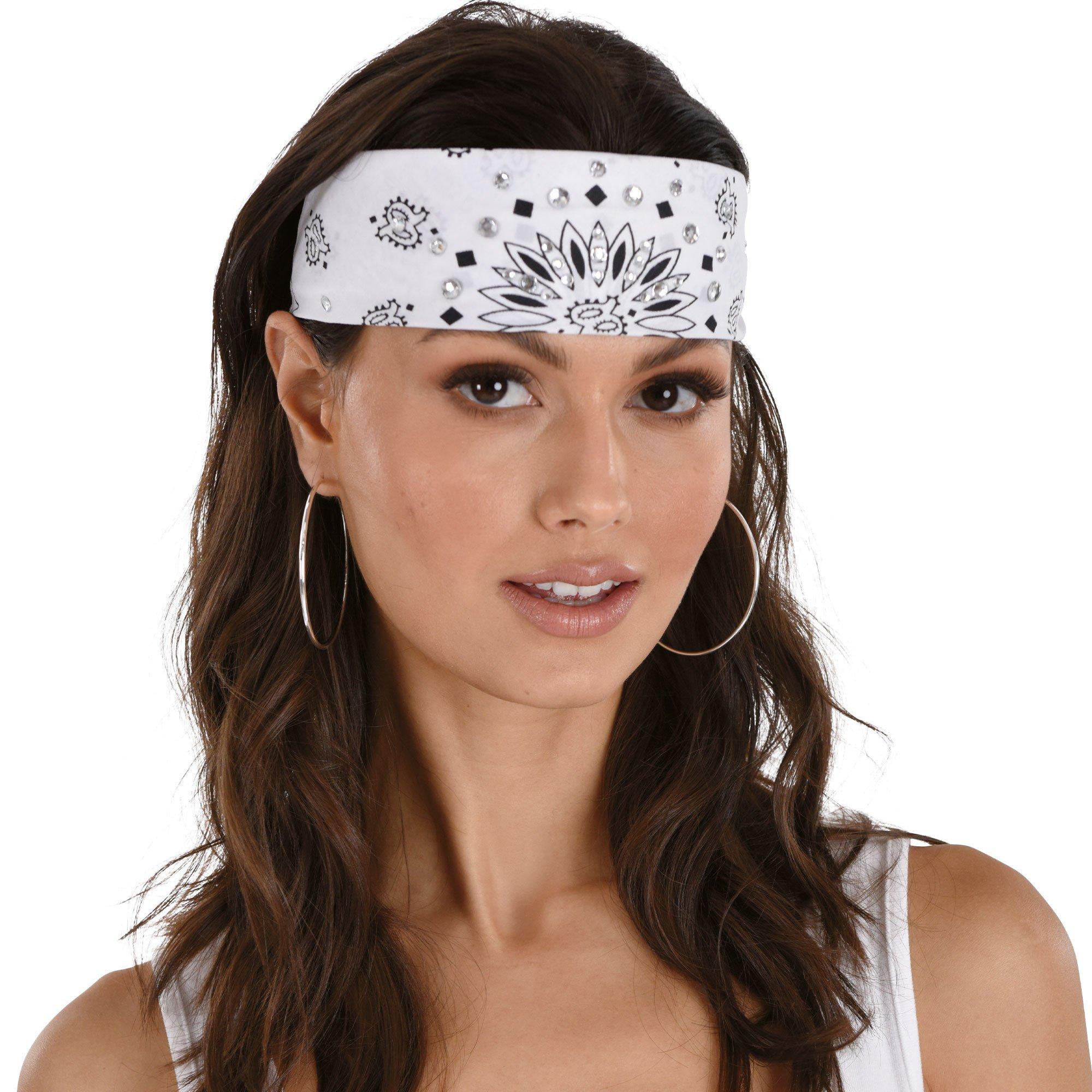 90s Rhinestone White Bandana