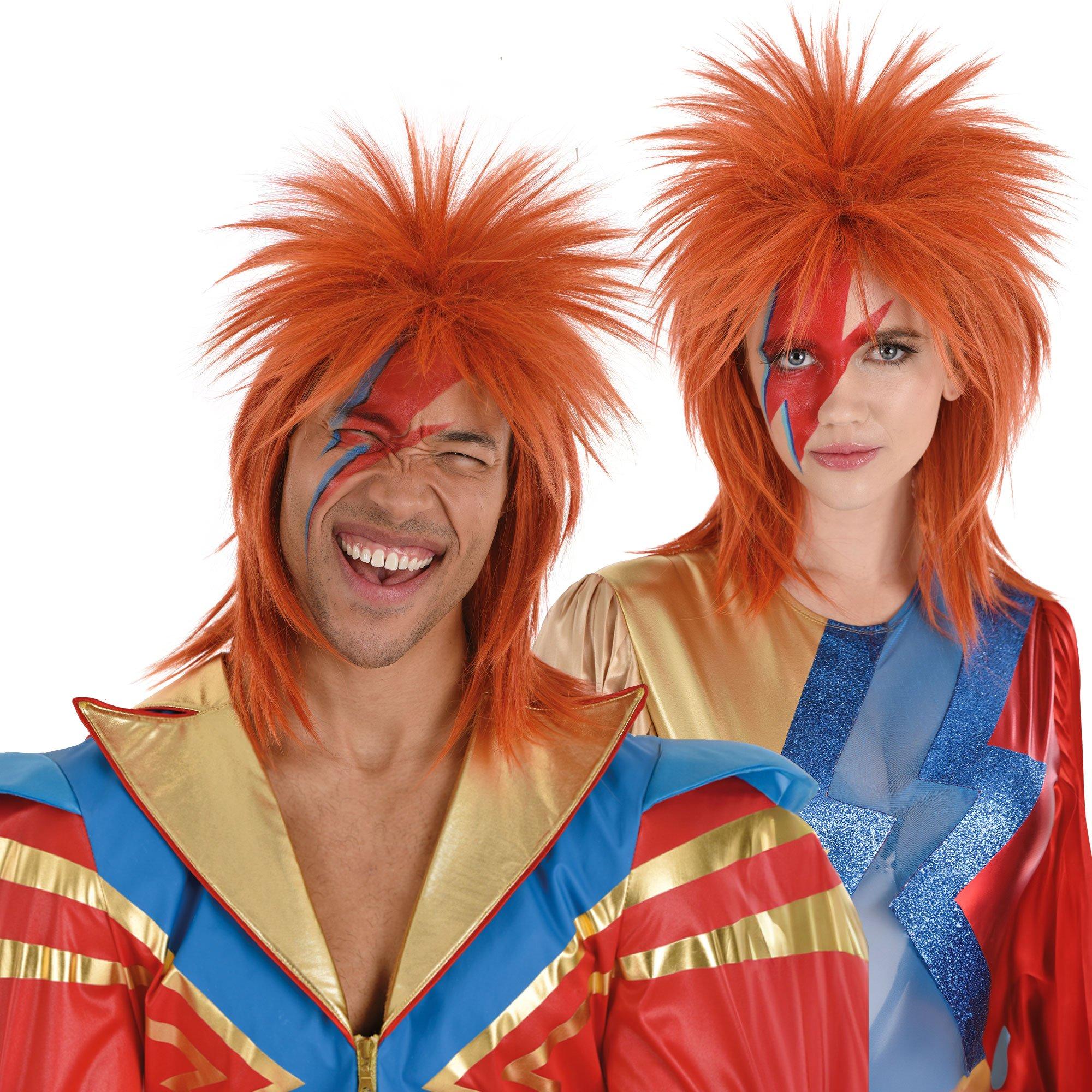 Orange Glam Rock Mullet Wig