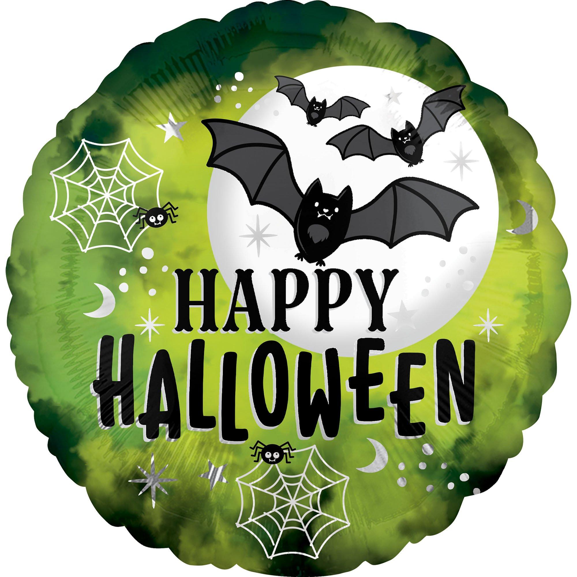 Batty Glow Happy Halloween Foil Balloon, 17in