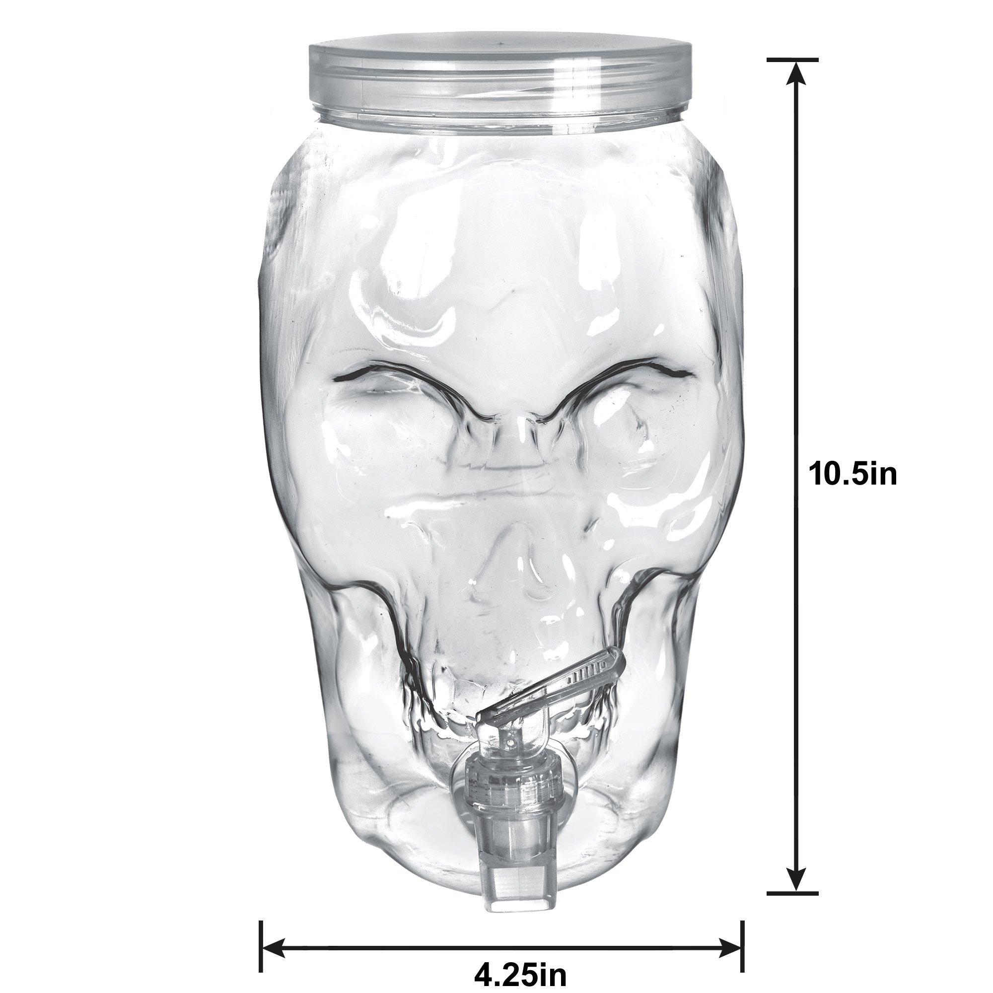 Clear Skull Plastic Drink Dispenser, 1gal