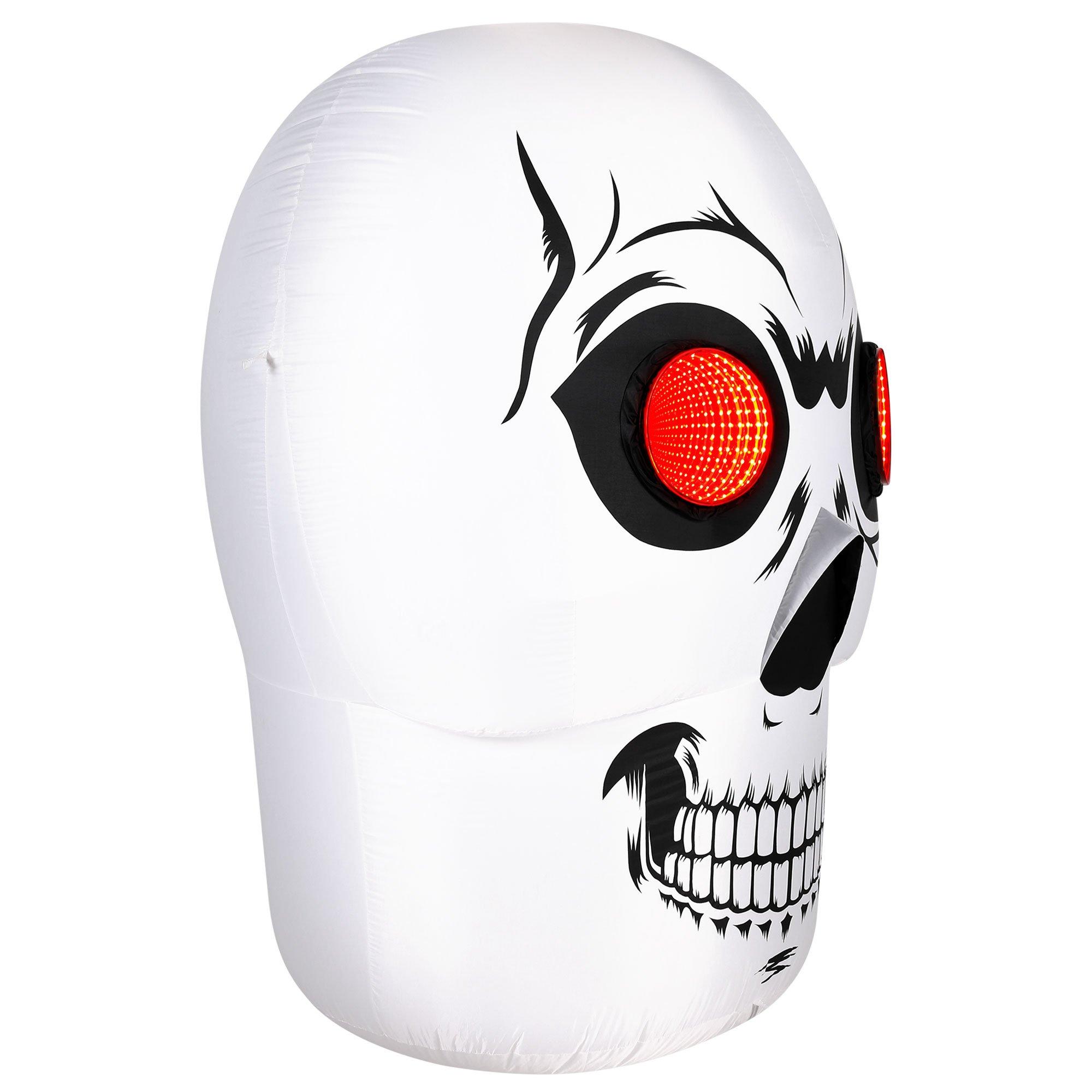Light-Up Infinity Mirror Skull Inflatable Yard Decoration, 3.3ft x 5ft