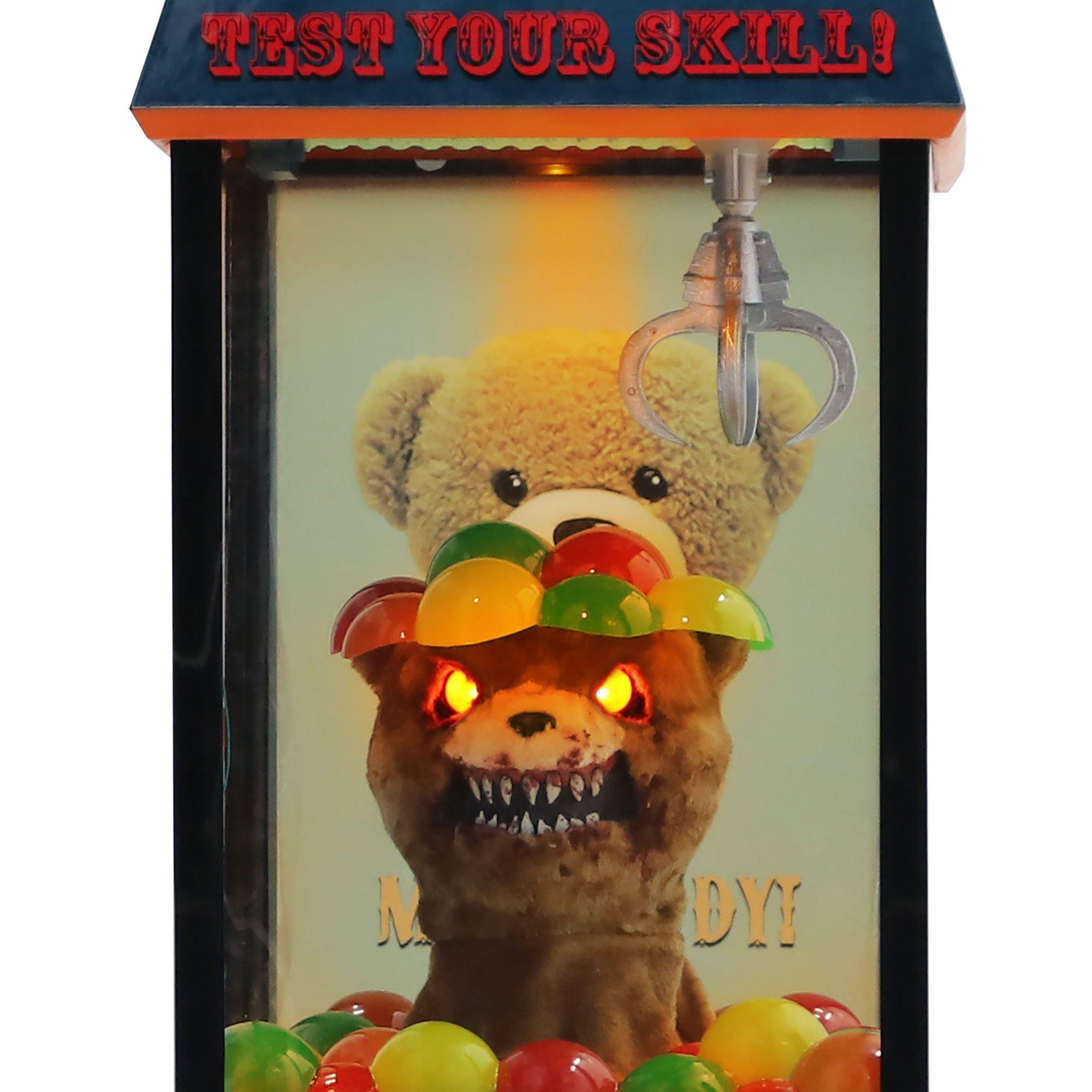 Animatronic Light-Up Terrifying Teddy Bear Skill Crane with Sounds, 5.7ft - Halloween Decoration