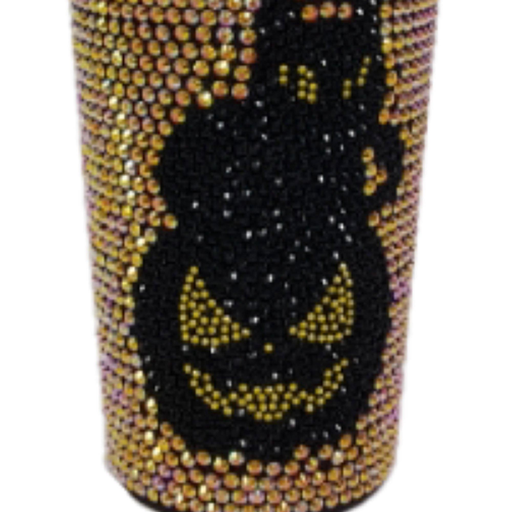 Metallic Rhinestone Halloween Plastic Cup with Straw, 4in x 8in