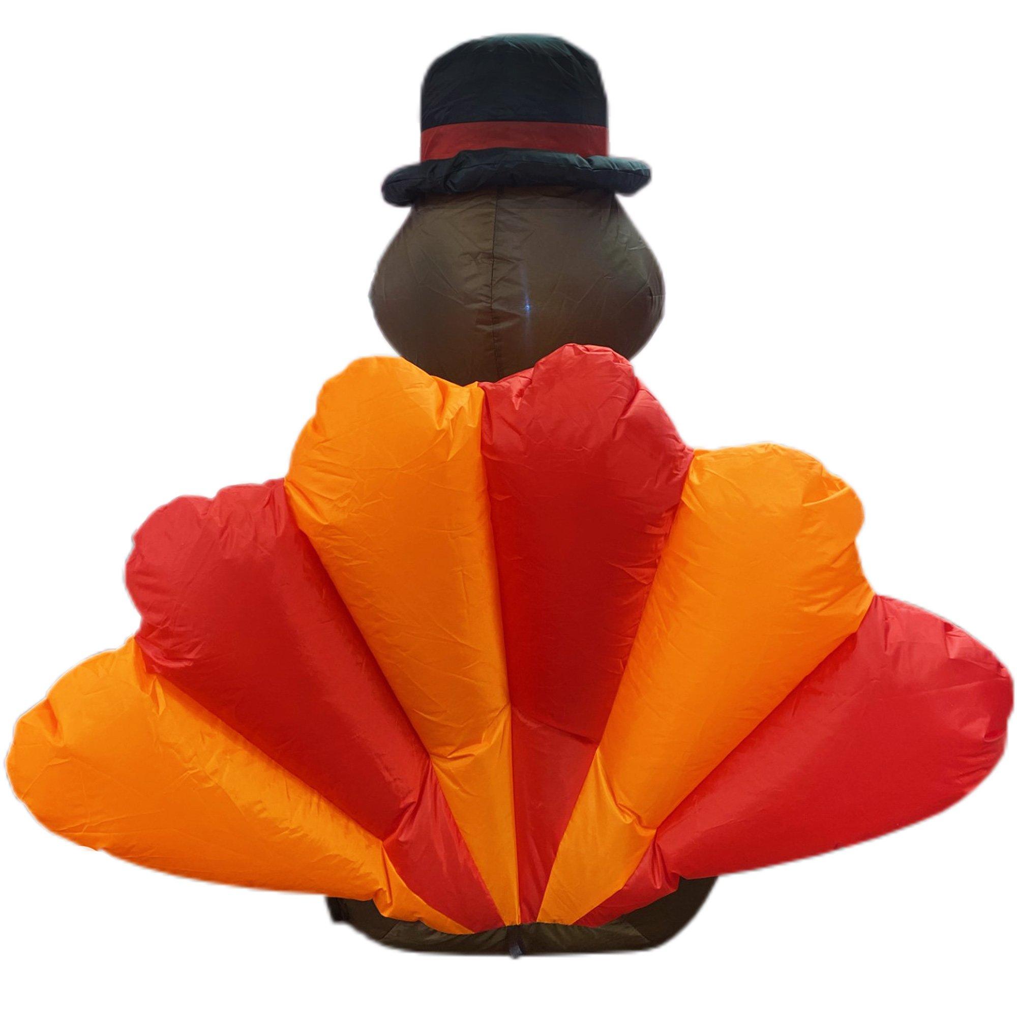 Light-Up Happy Thanksgiving Turkey Inflatable Yard Decoration, 33in x 36in