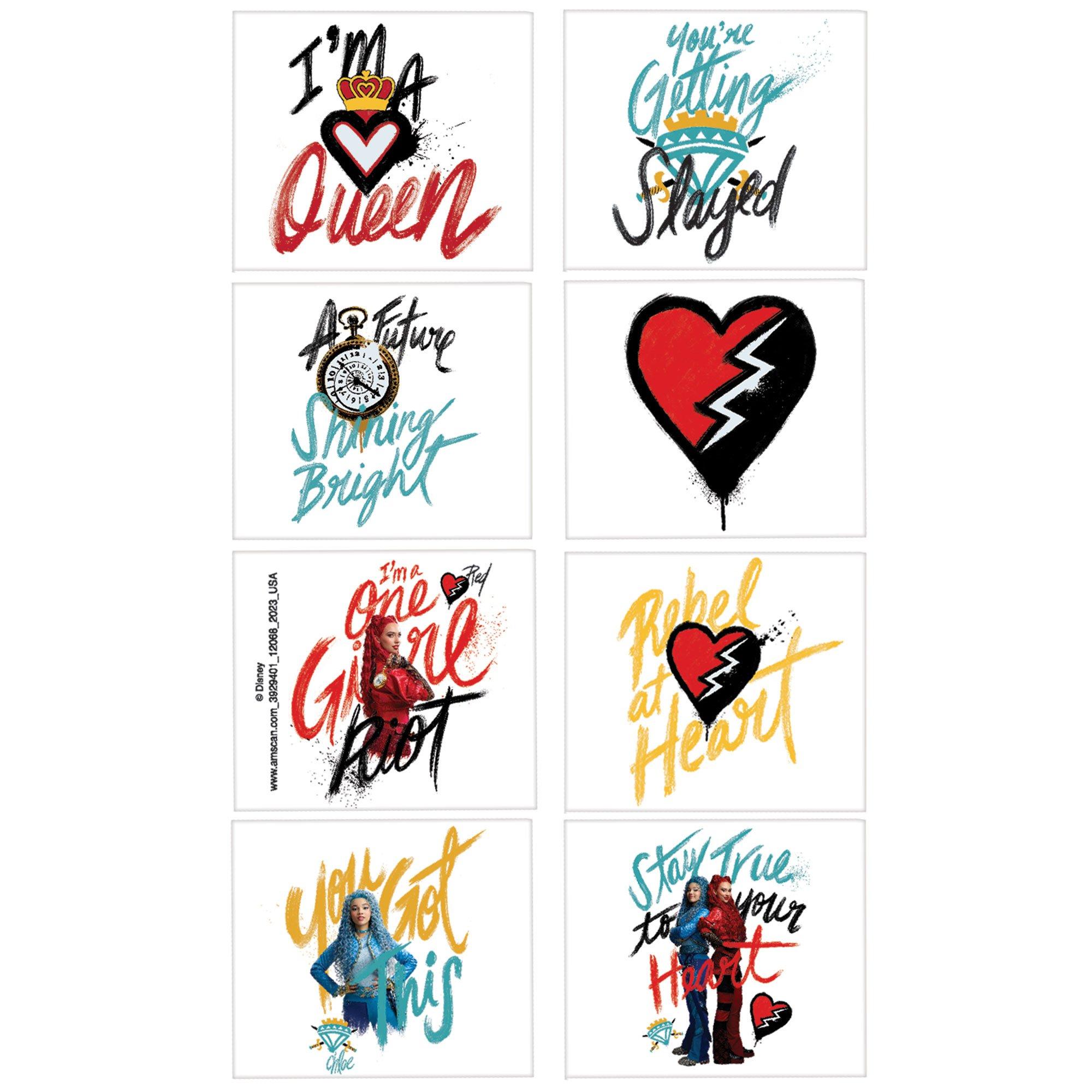 Descendants 4 Temporary Tattoos, 1 Sheet, 8 Tattoos