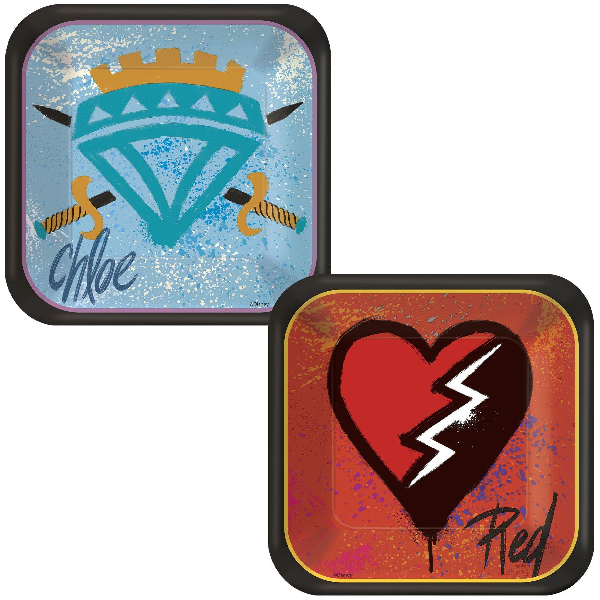 Chloe & Red Square Paper Dessert Plates, 7in, 8ct - Descendants 4