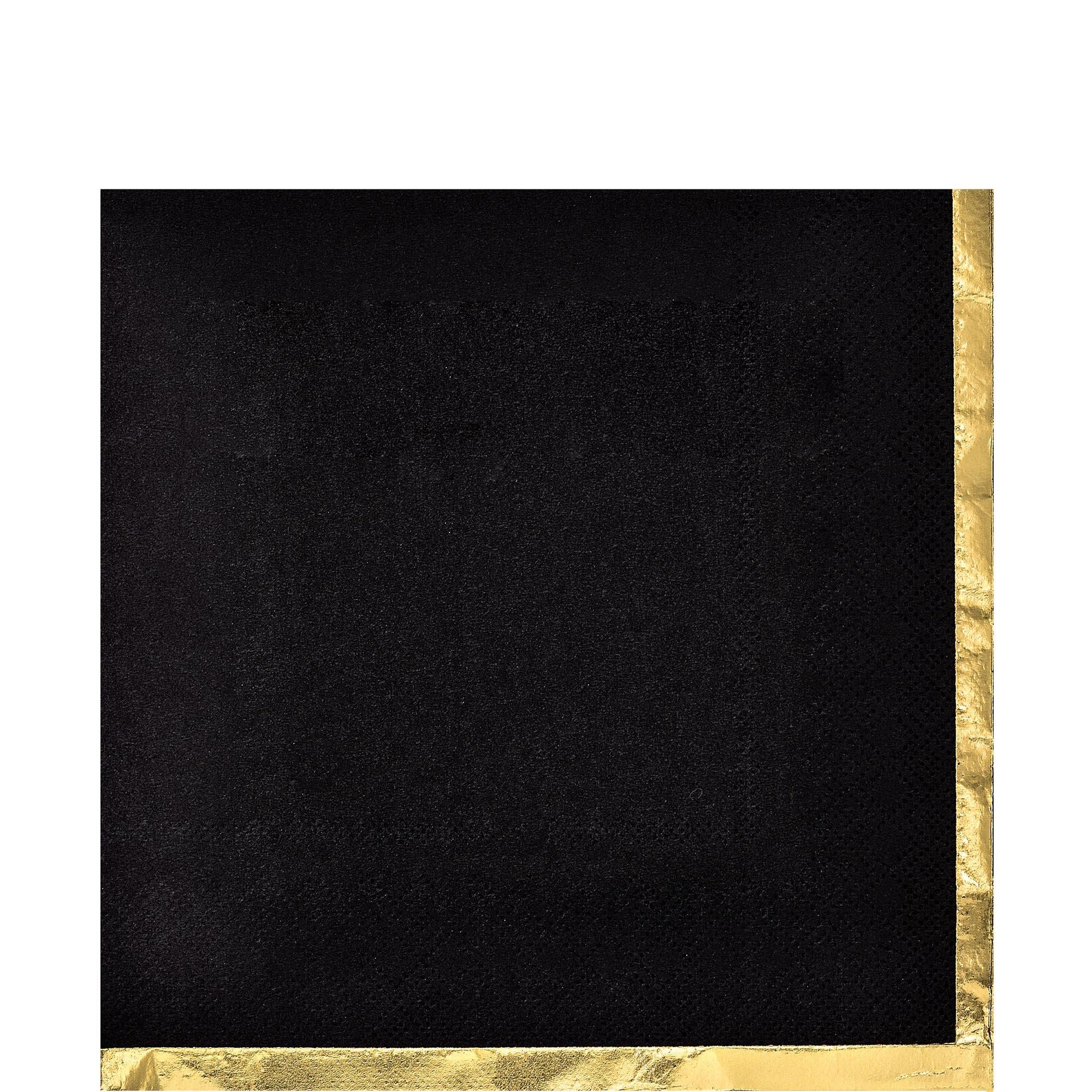 Black Metallic Gold-Trimmed Paper Lunch Napkins, 6.5in, 16ct