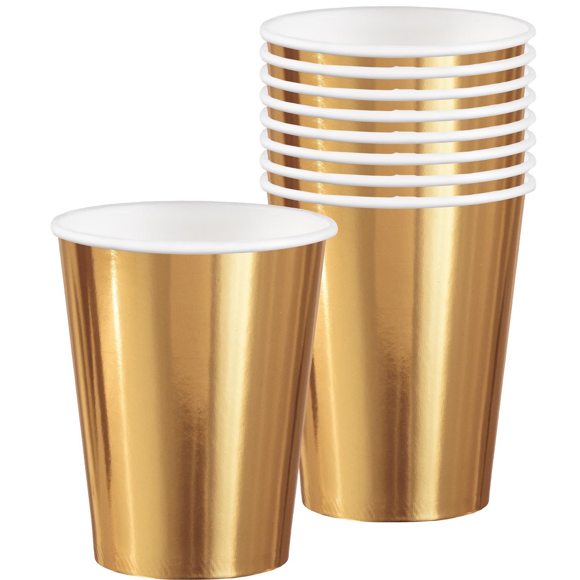 Metallic Gold Paper Cups, 12oz, 8ct
