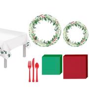 Traditional Holly Christmas Tableware Kit for 50 Guests
