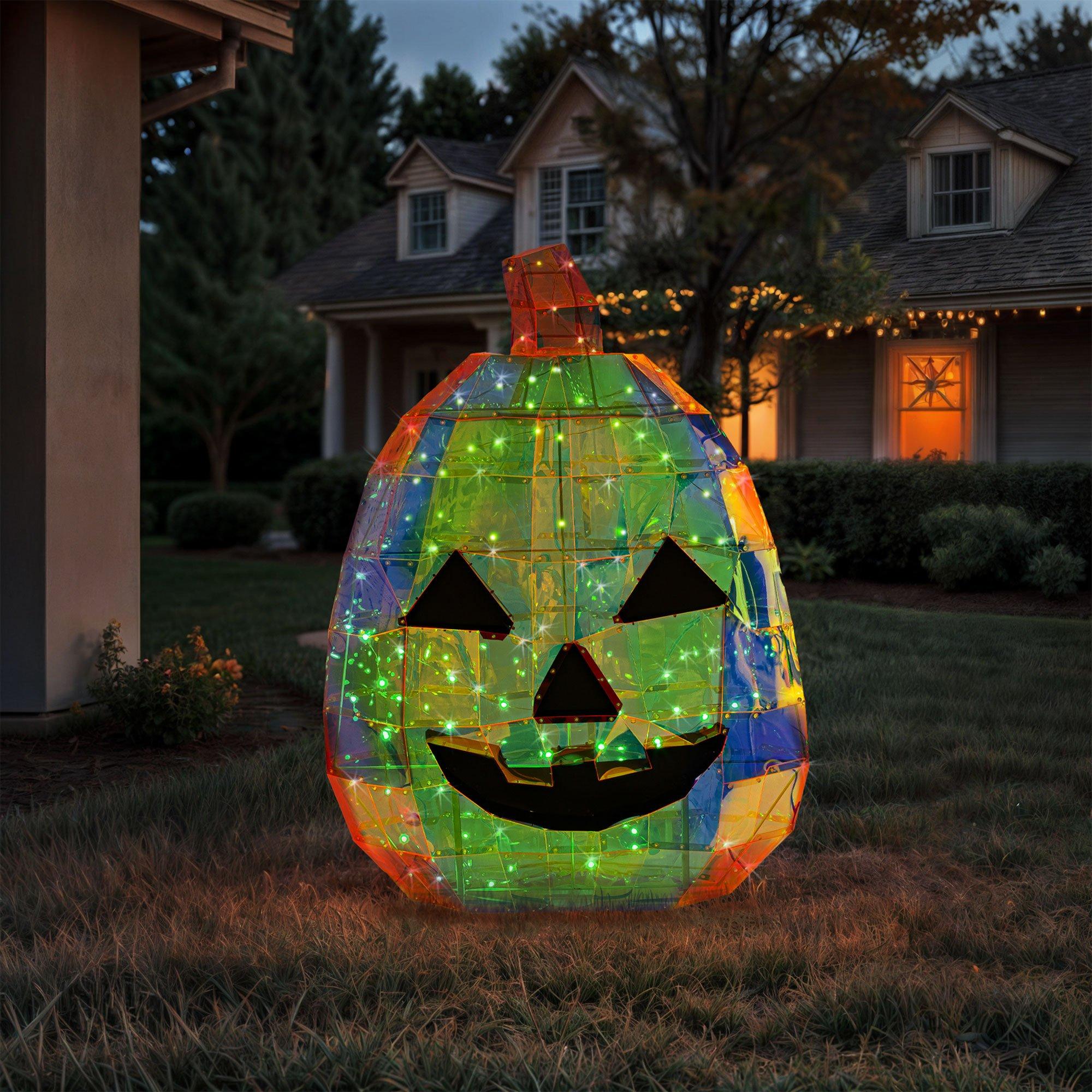 Light-Up Holographic Jack-o'-Lantern Pumpkin, 3ft - Halloween Decoration