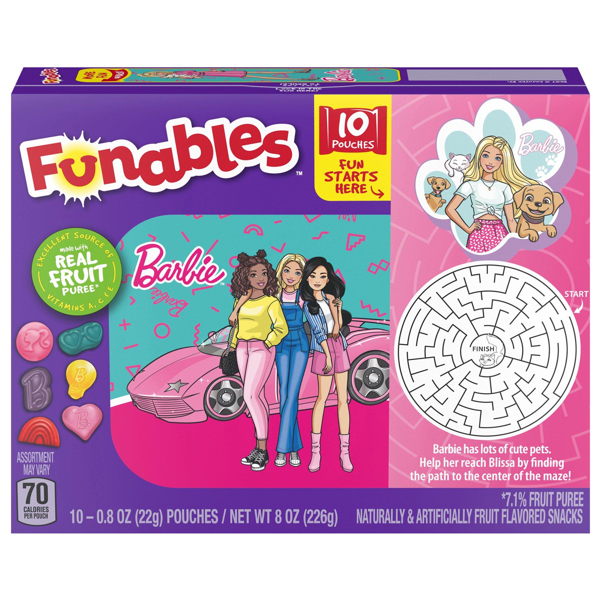 Funables Barbie Fruit Snacks, 10 Pouches