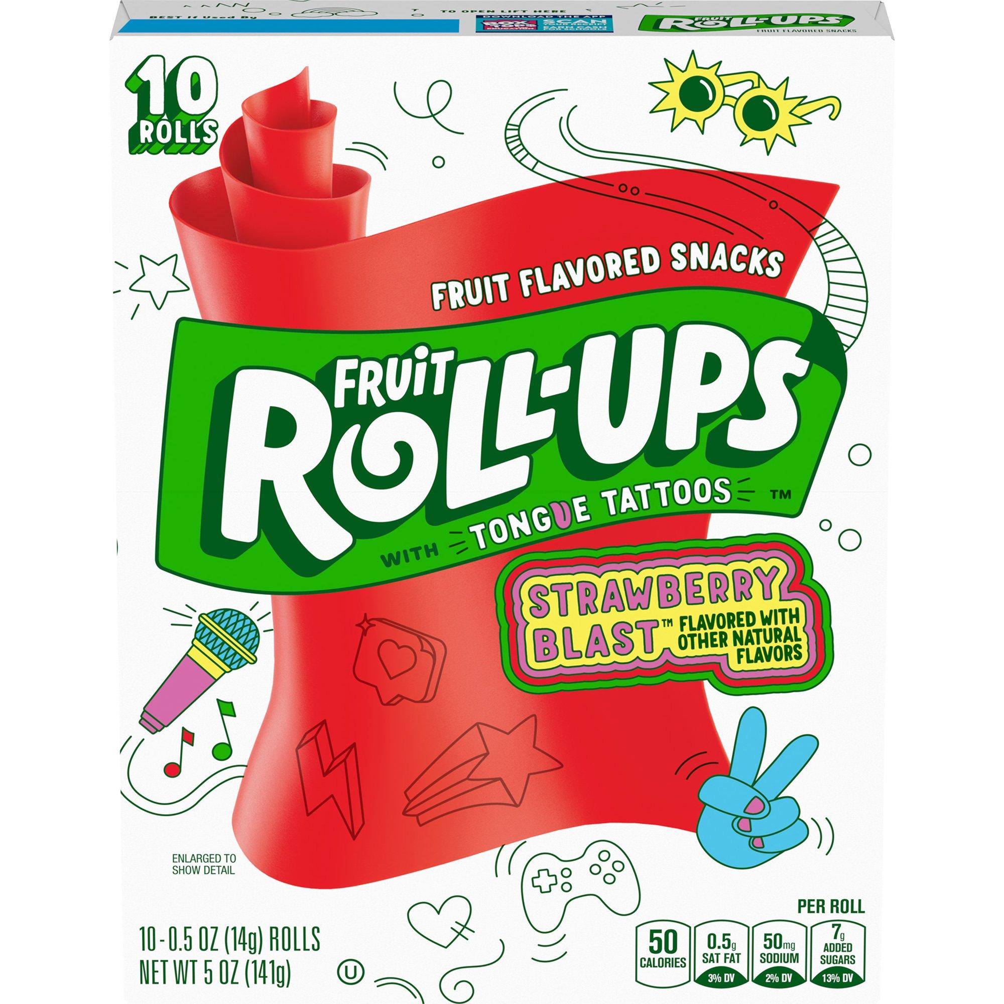 Fruit Roll-Ups with Tongue Tattoos, 10ct - Strawberry Blast Flavor