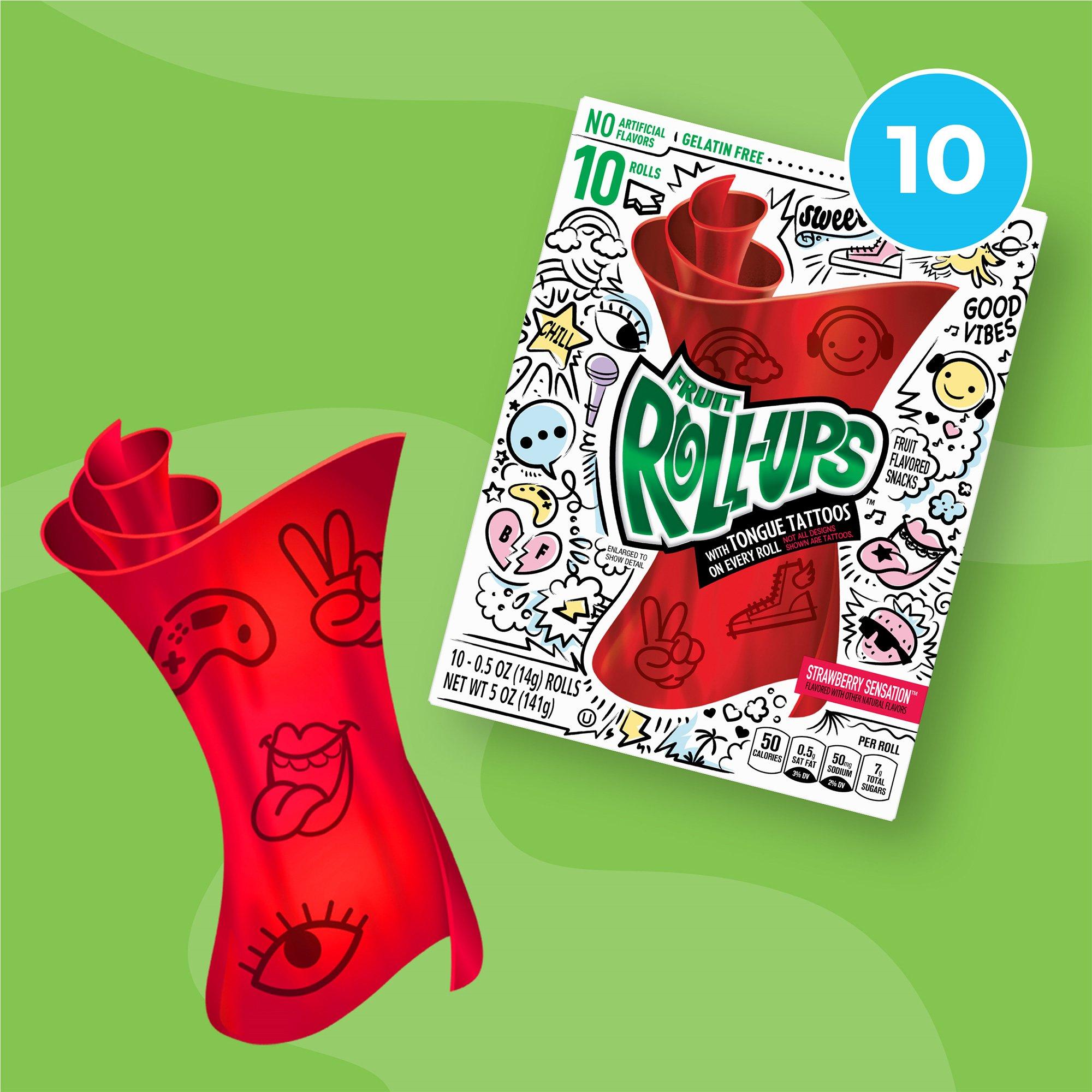 Fruit Roll-Ups with Tongue Tattoos, 10ct - Strawberry Blast Flavor