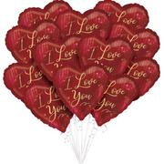 Rouge I Love You Valentine's Day Heart Foil Balloon Bouquet, 12pc