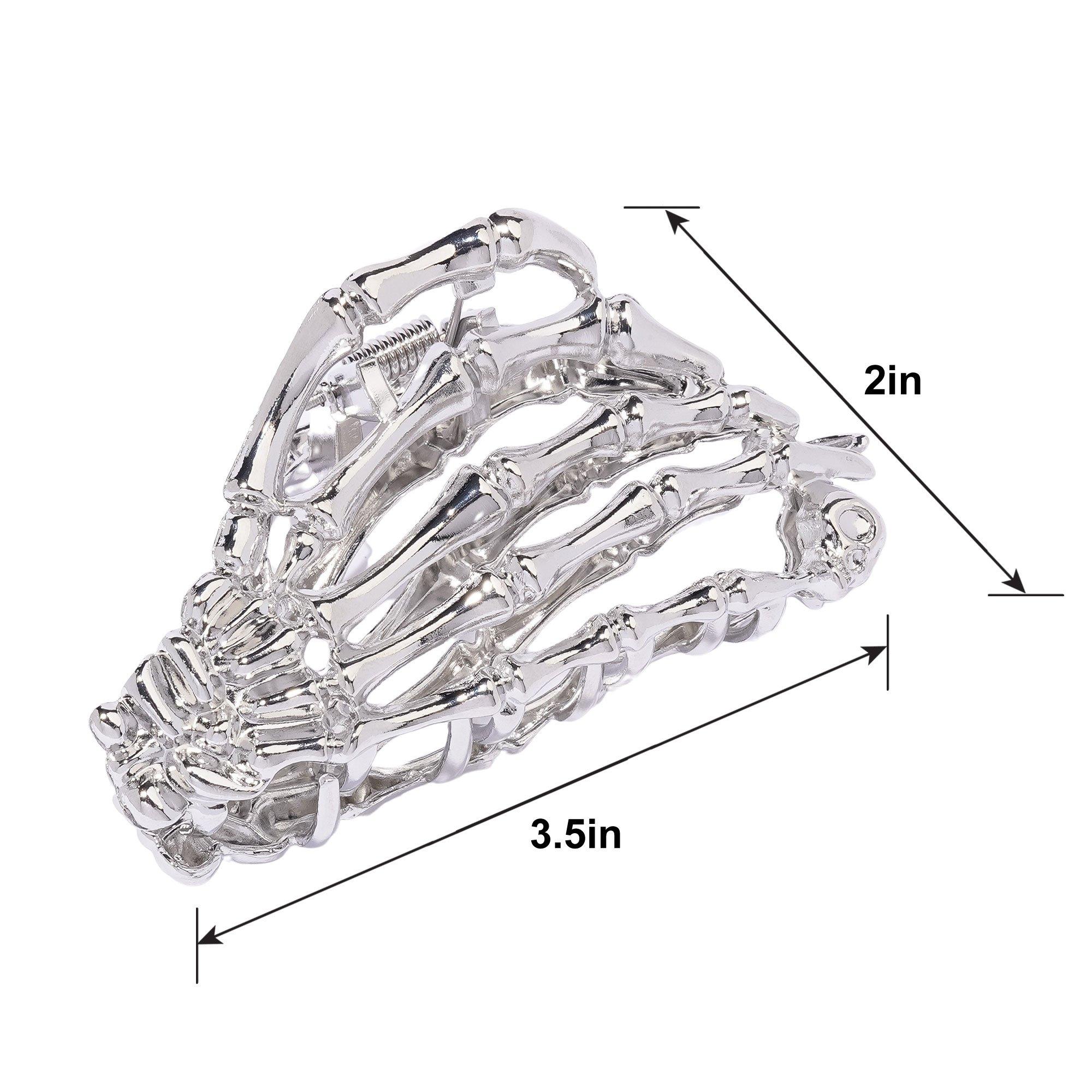 Silver Skeleton Hand Hair Claw Clip