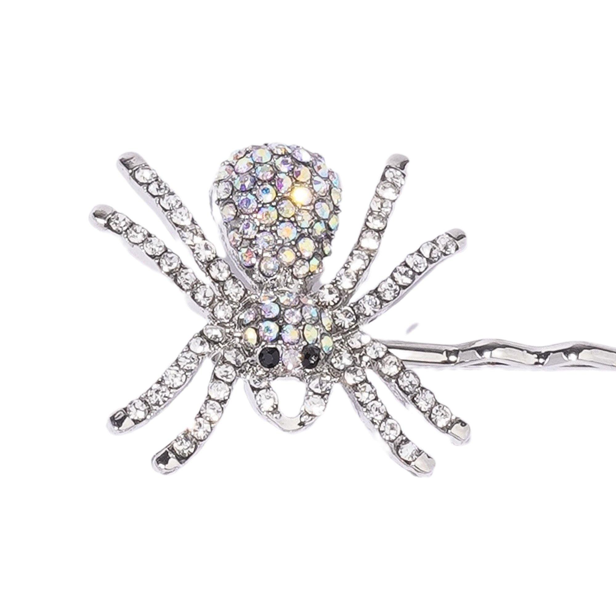 Rhinestone Spider Halloween Bobby Pins, 3ct