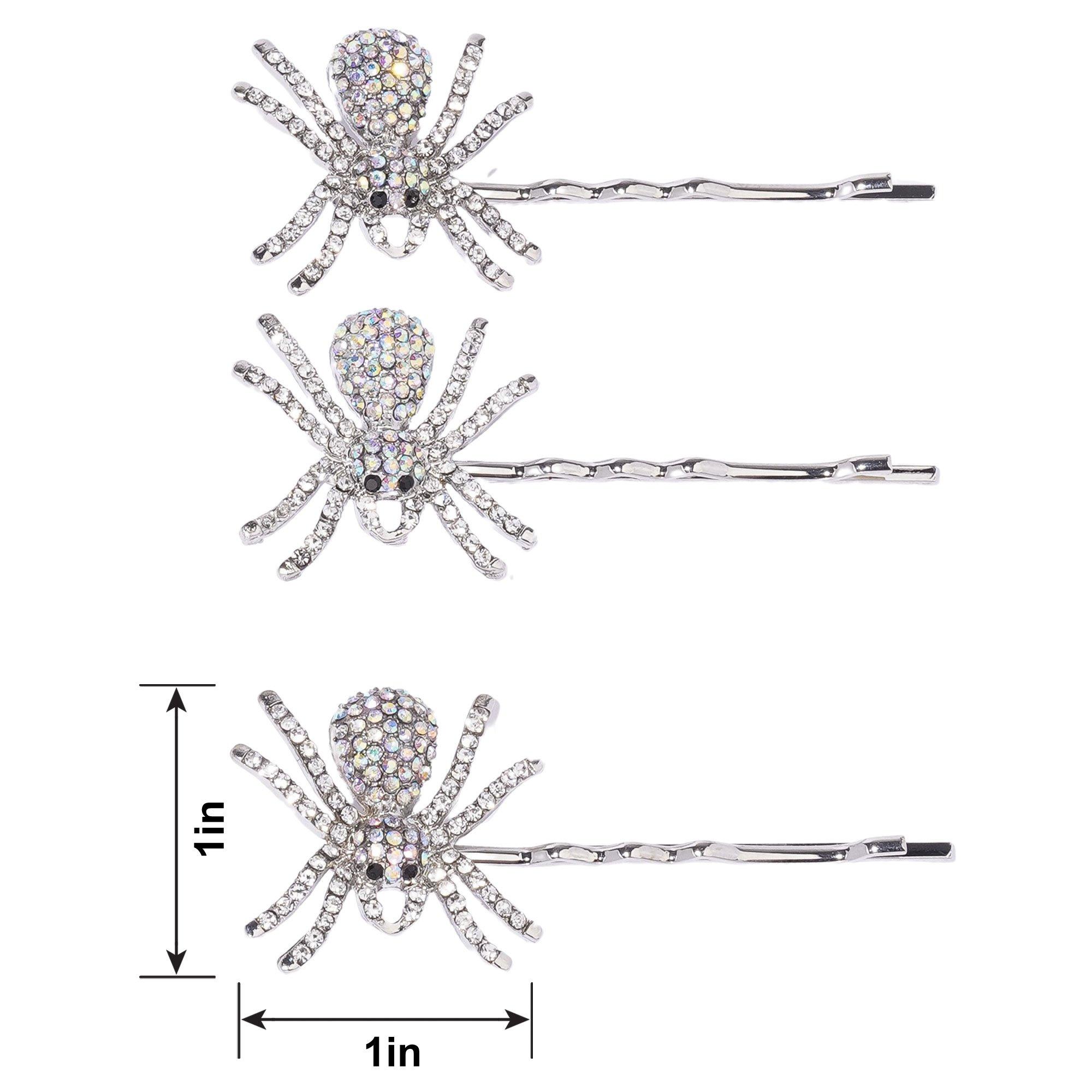 Rhinestone Spider Halloween Bobby Pins, 3ct