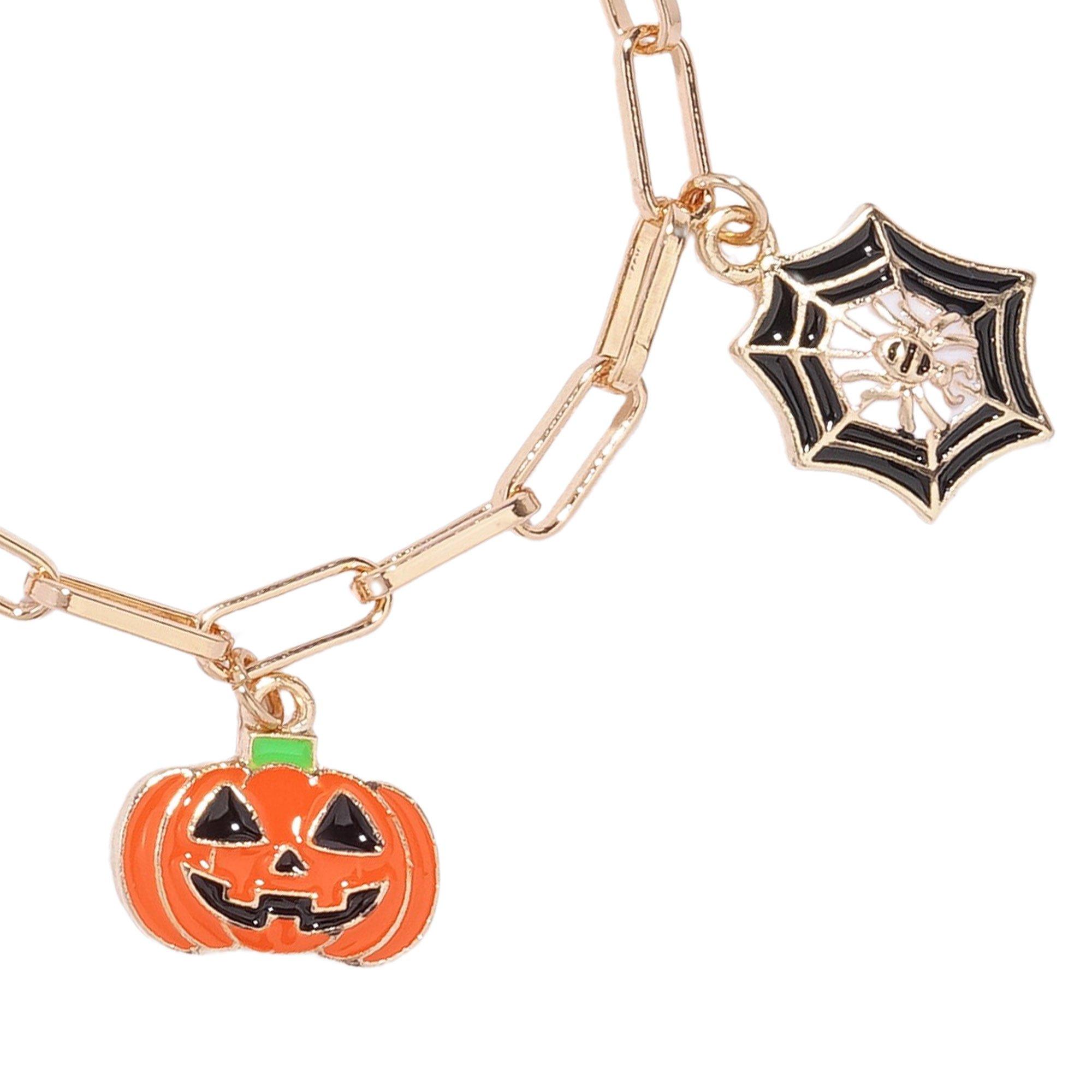 Pumpkin, Spider & Ghost Charm Bracelet