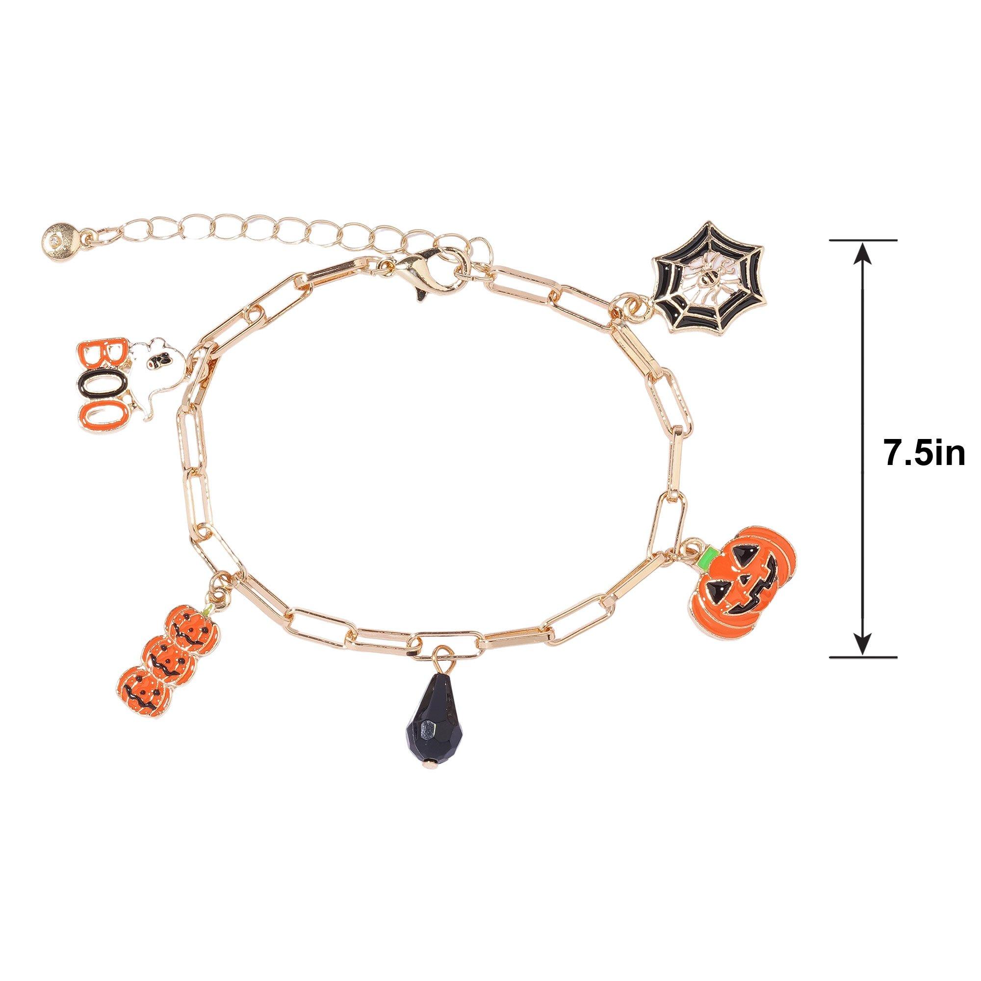 Pumpkin, Spider & Ghost Charm Bracelet