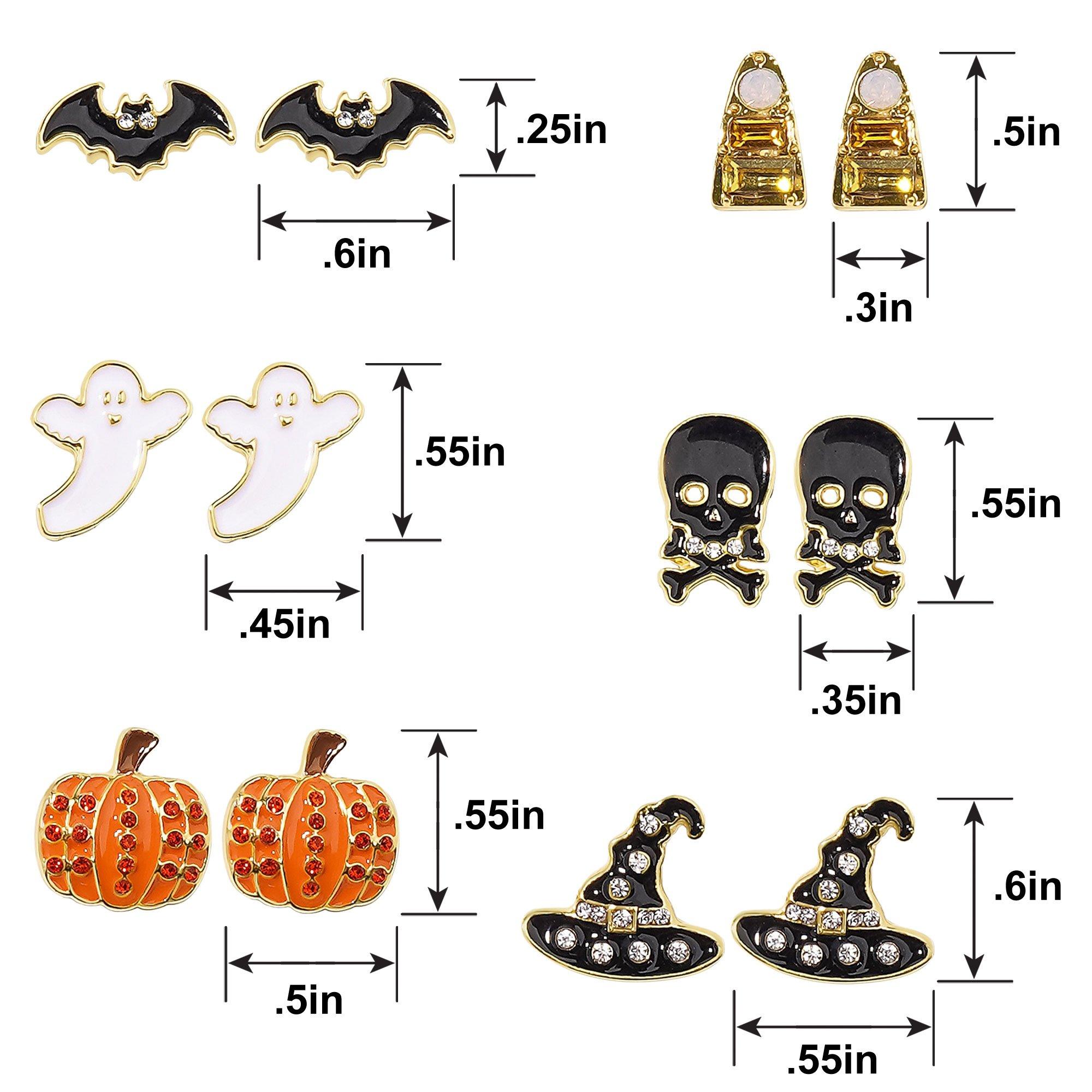Halloween Icons Mini Stud Earring Set, 6pc