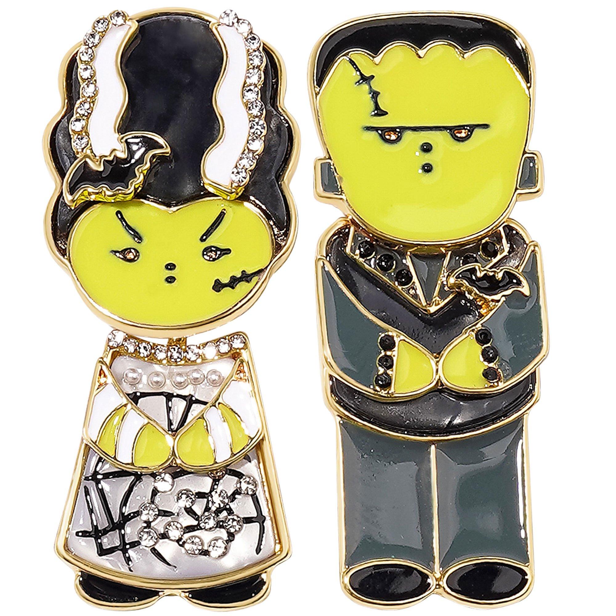 Rhinestone Frankenstein & Bride Drop Earrings