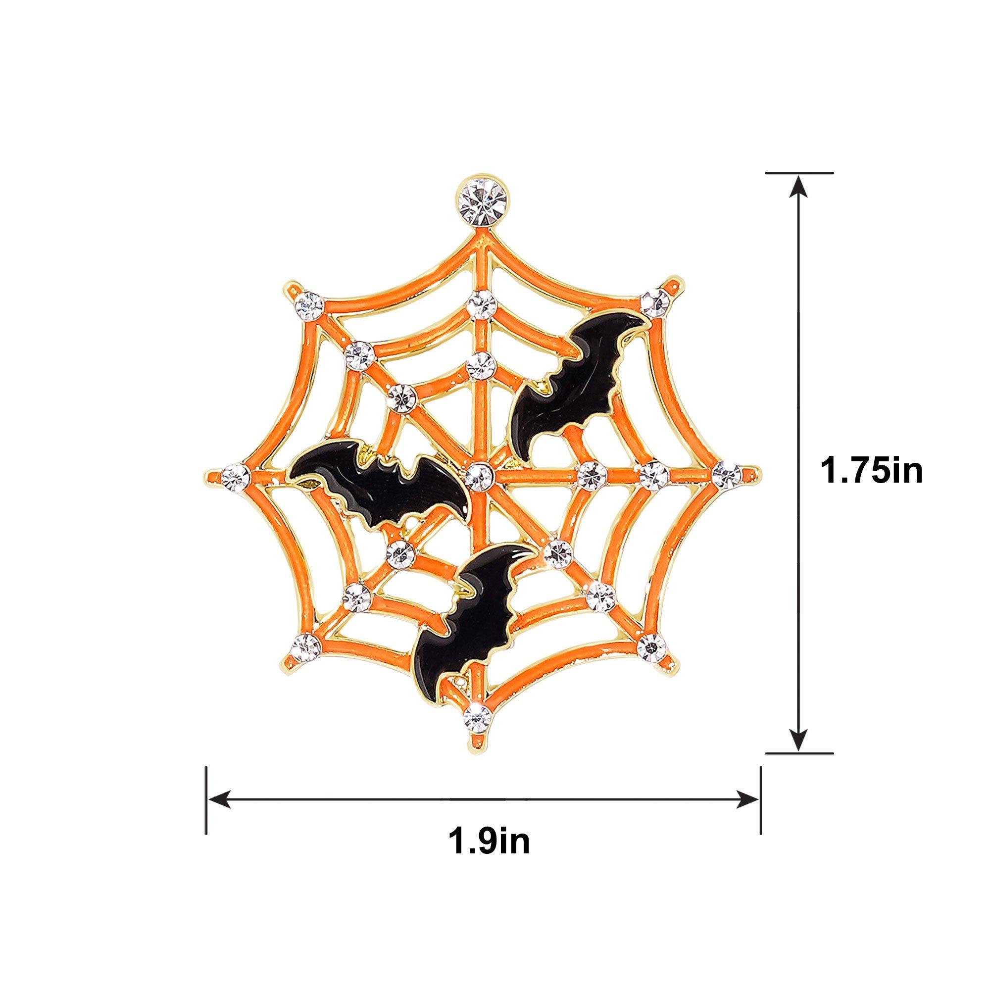 Glow-in-the-Dark Orange Spiderweb & Black Bat Earrings