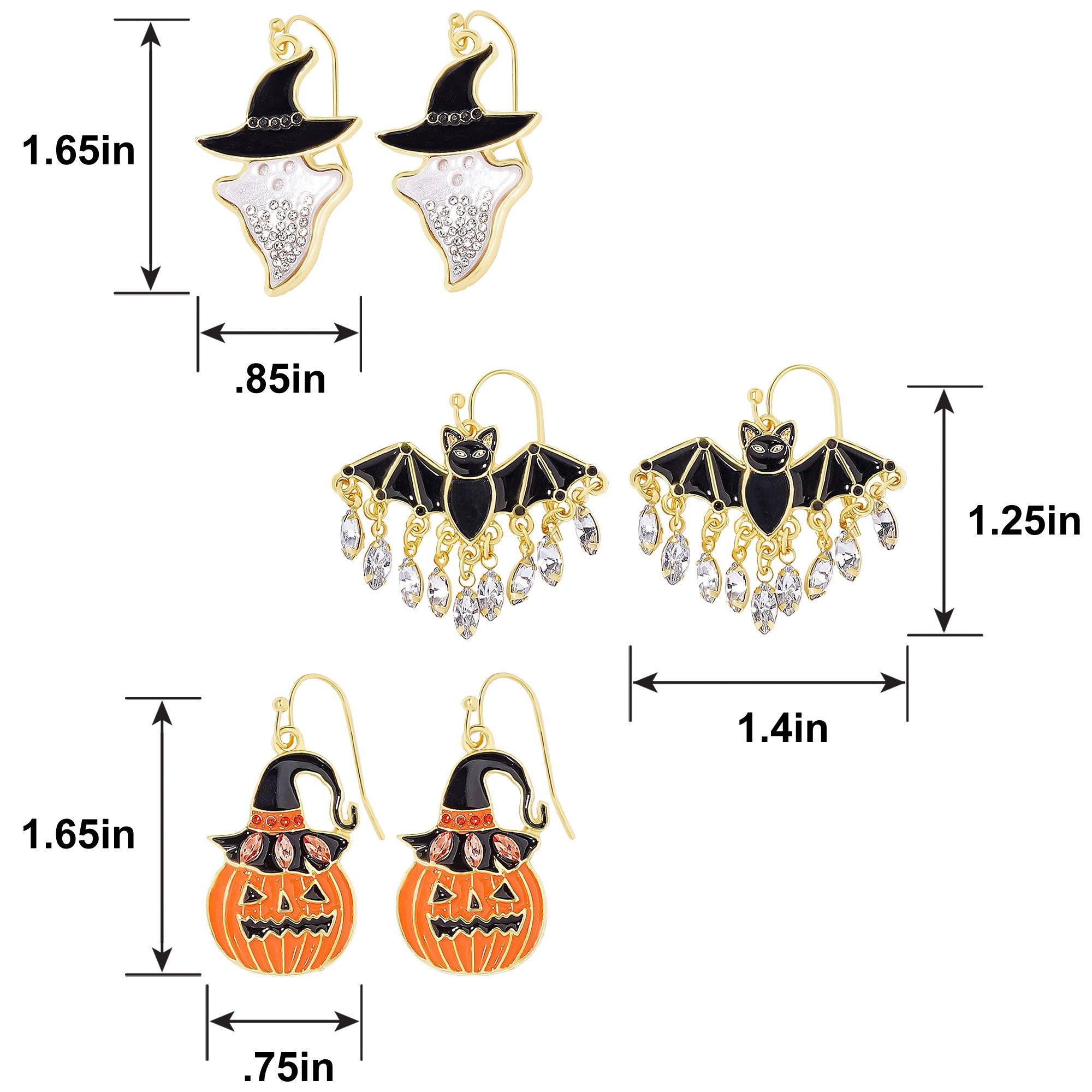 Ghost, Pumpkin & Bat Drop Earring Set, 3pc