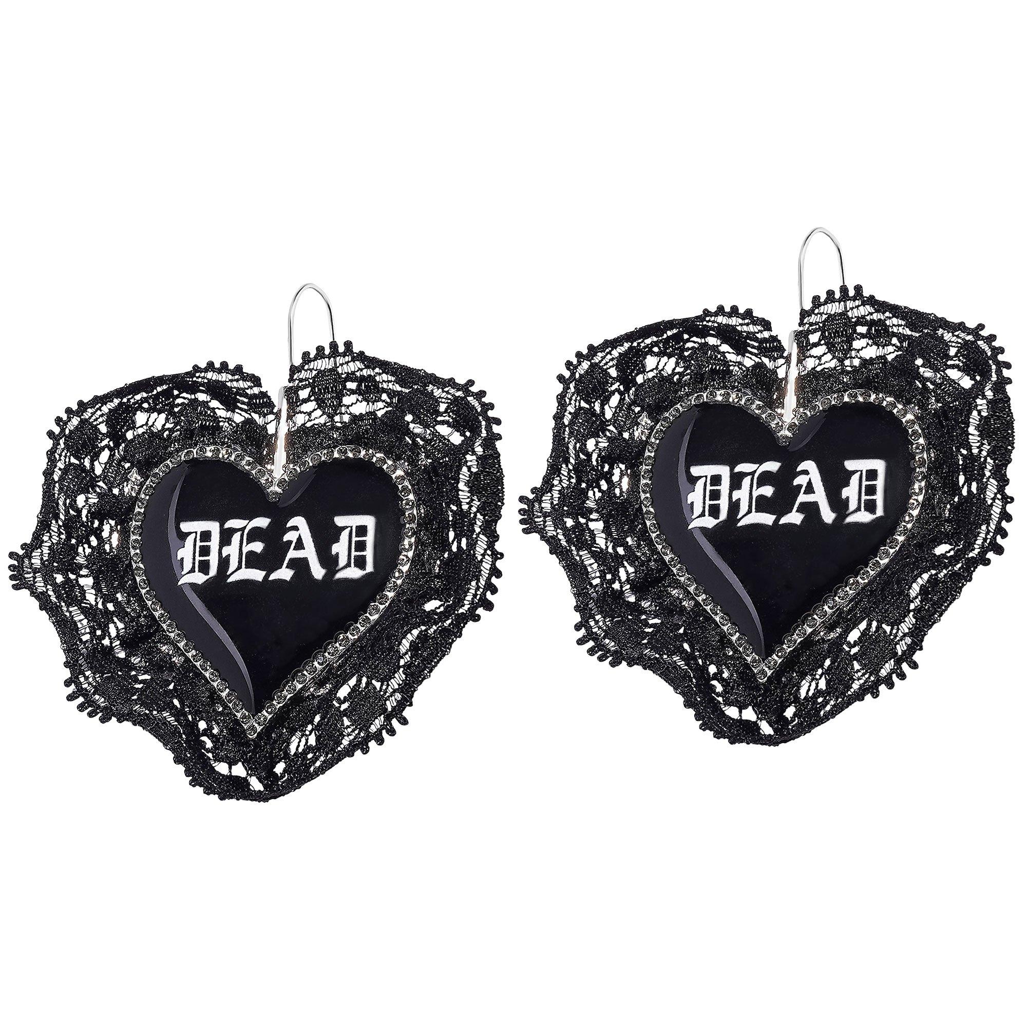 Dead Heart Black Lace Drop Earrings